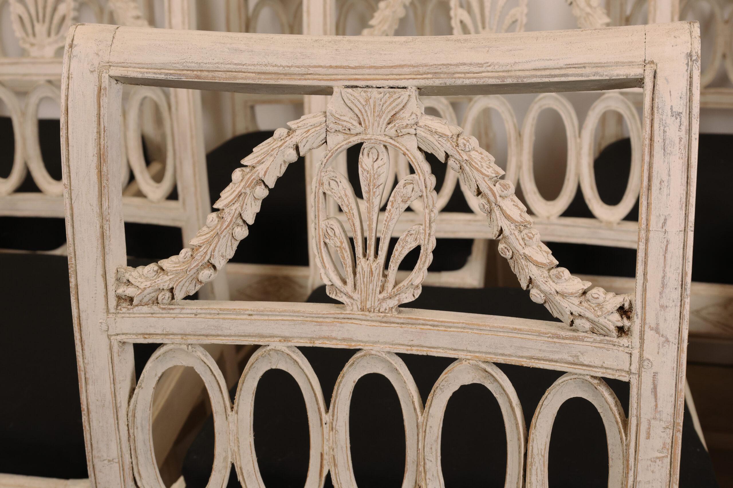 Swedish Set of Eight Late Gustavian Lindome Chairs