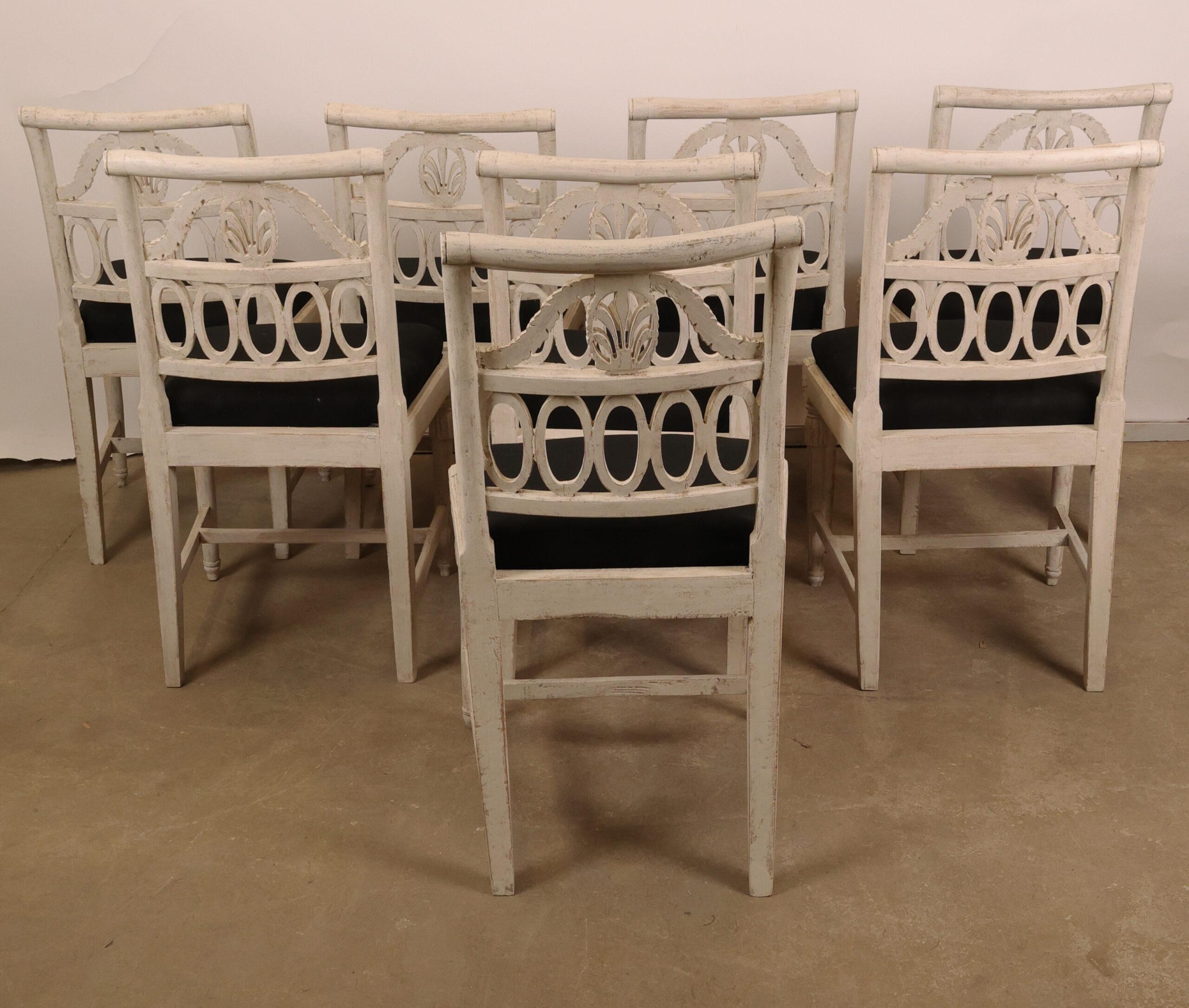 Elm Set of Eight Late Gustavian Lindome Chairs
