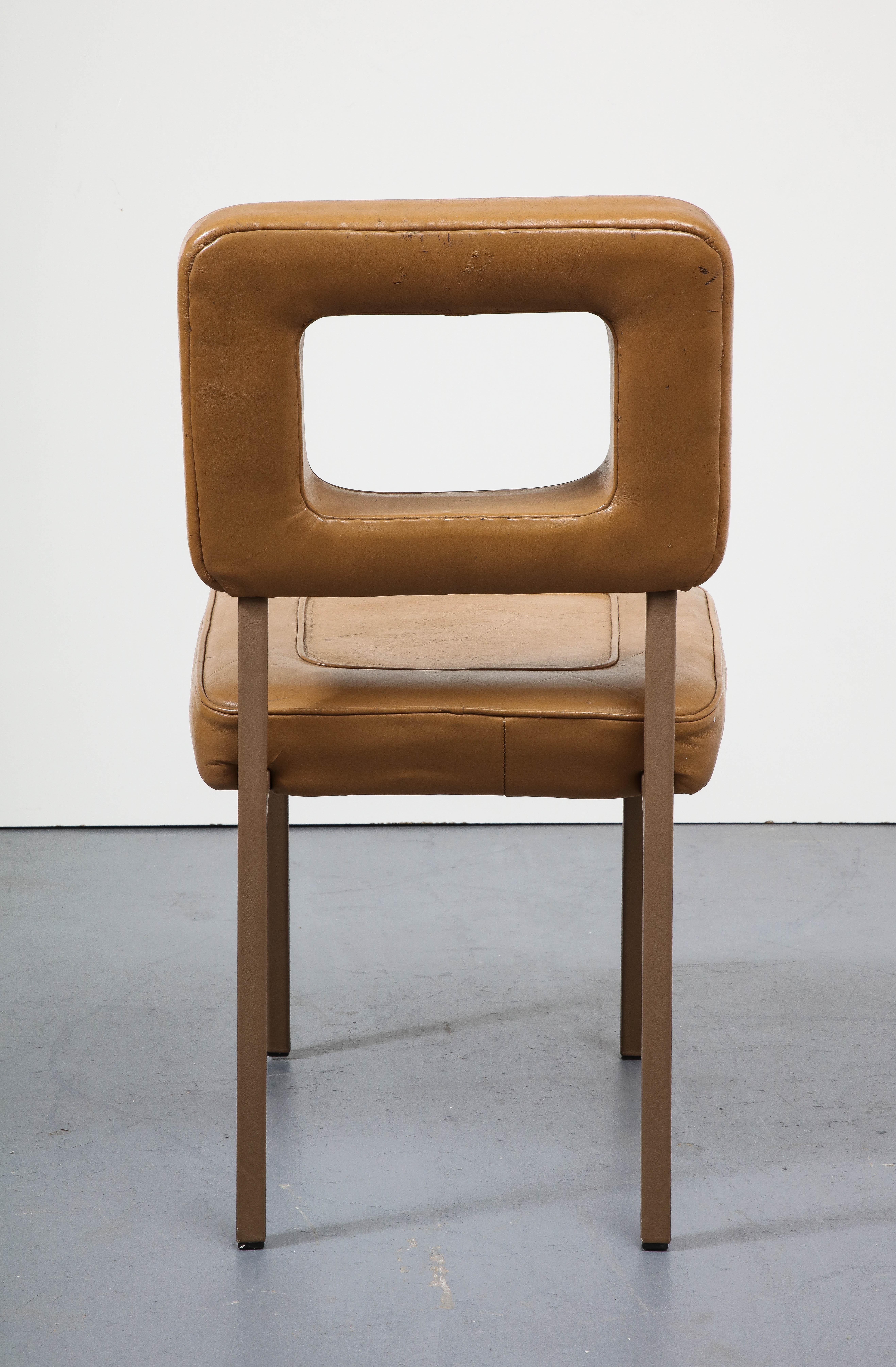 Set of Eight Leather and Metal Dining Chairs in the Style of Pierre Paulin 3