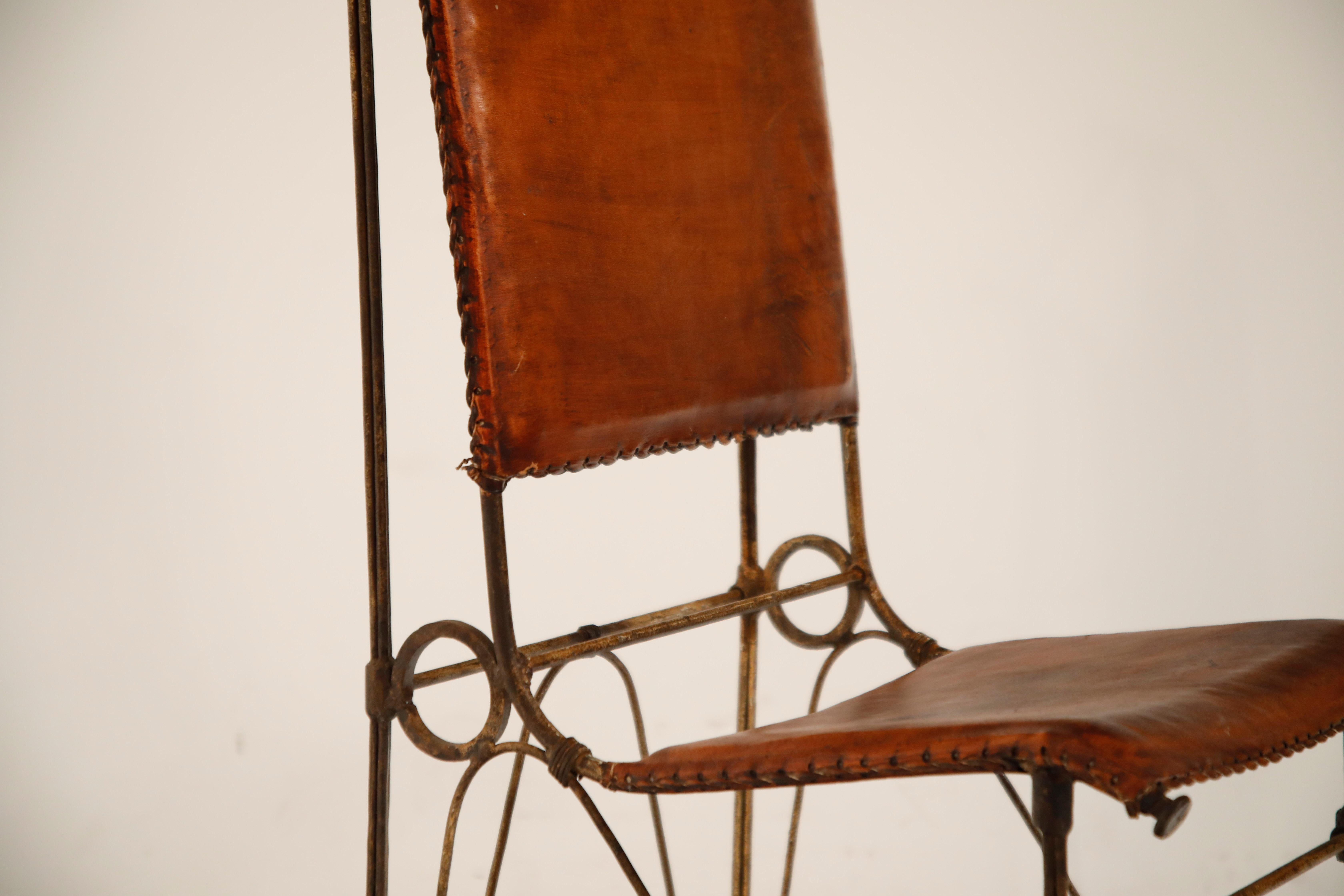 Set of Eight Leather and Wrought Iron Side Chairs after Ilana Goor 5