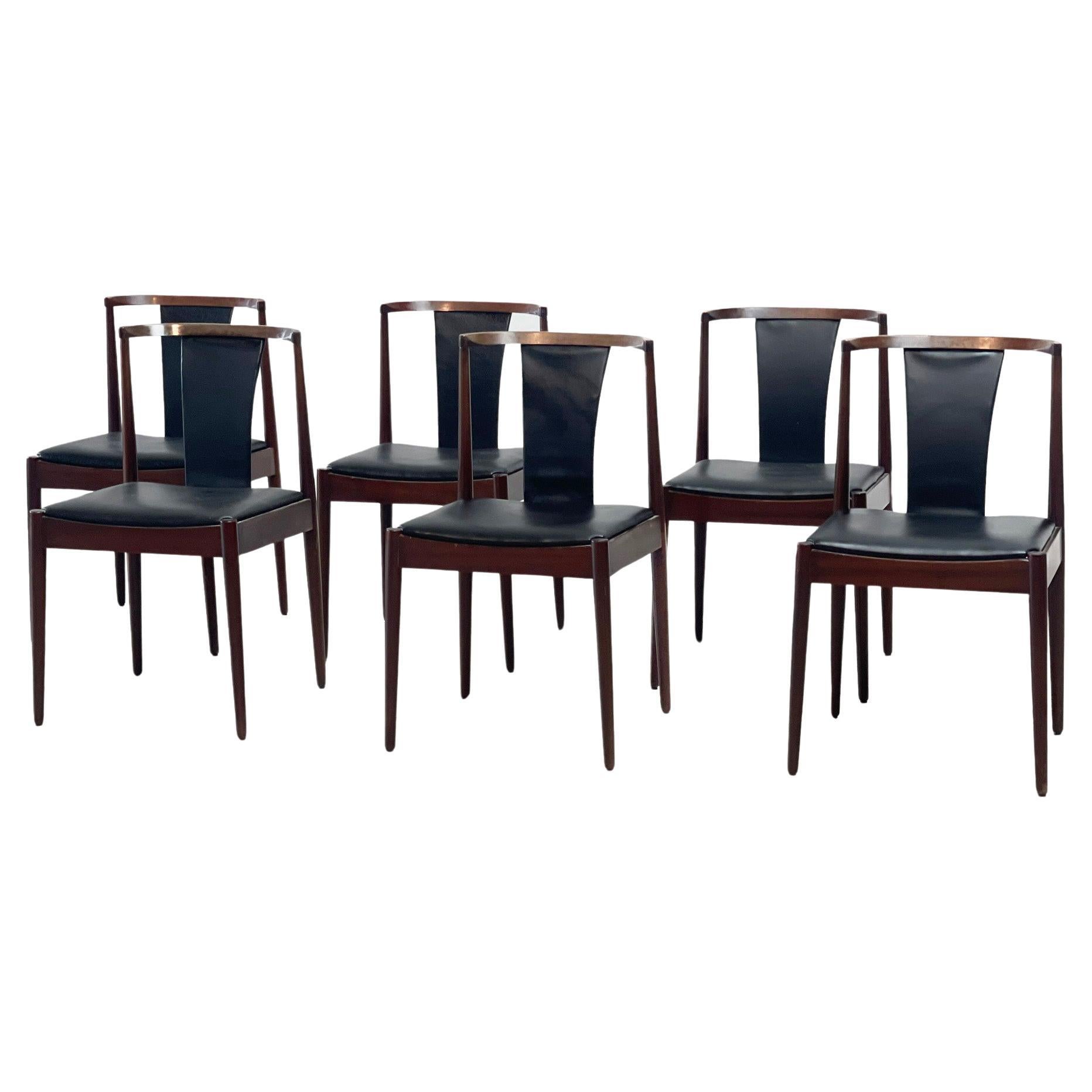 set of eight Leather Casala dining chairs For Sale
