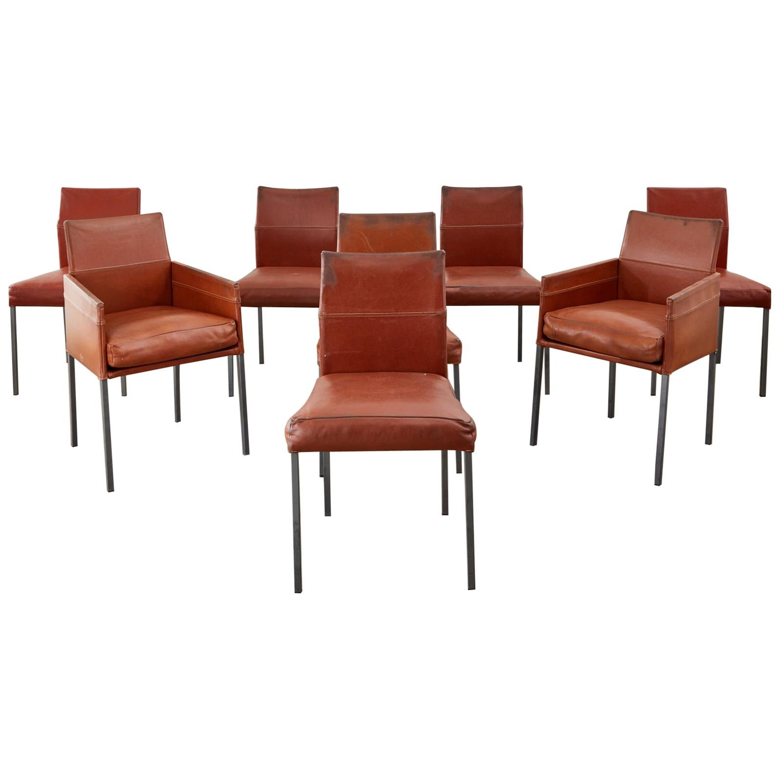 Set of Eight Leather Chairs by Karl-Friedrich Forster