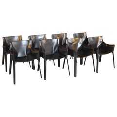 Set of Eight Leather Dining Chairs in the Style of Mario Bellini for Cassina