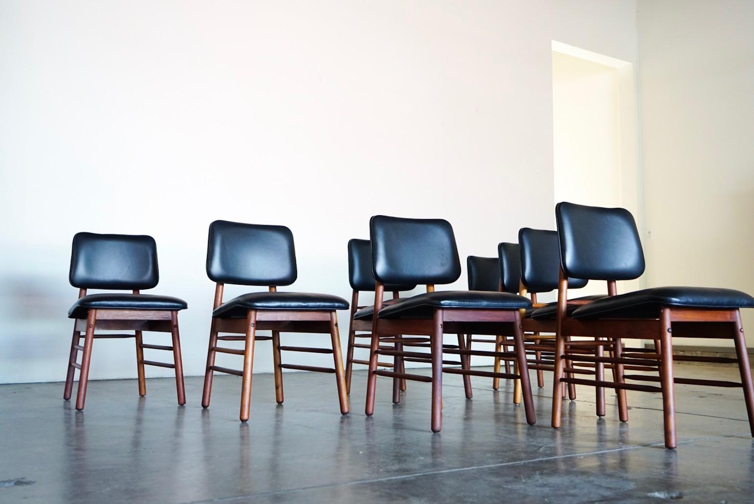 Set of Eight Leather Model 6260 Chairs by Greta Grossman for Glenn of California 3