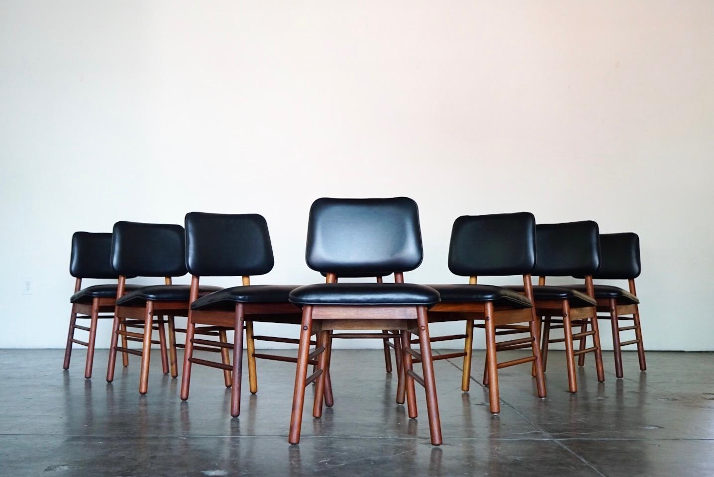 Set of Eight Leather Model 6260 Chairs by Greta Grossman for Glenn of California 4