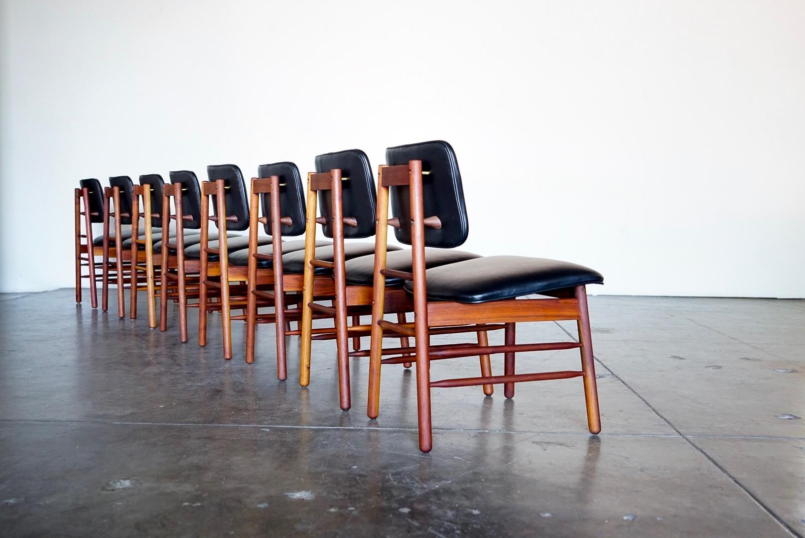 Set of Eight Leather Model 6260 Chairs by Greta Grossman for Glenn of California 5