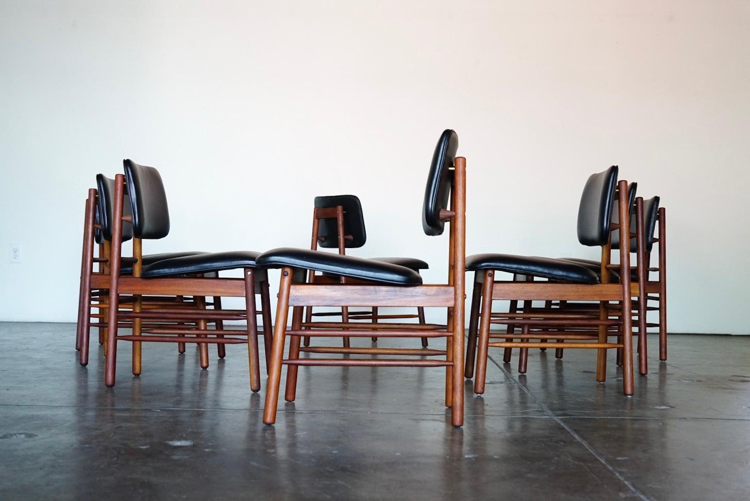 Set of Eight Leather Model 6260 Chairs by Greta Grossman for Glenn of California 7