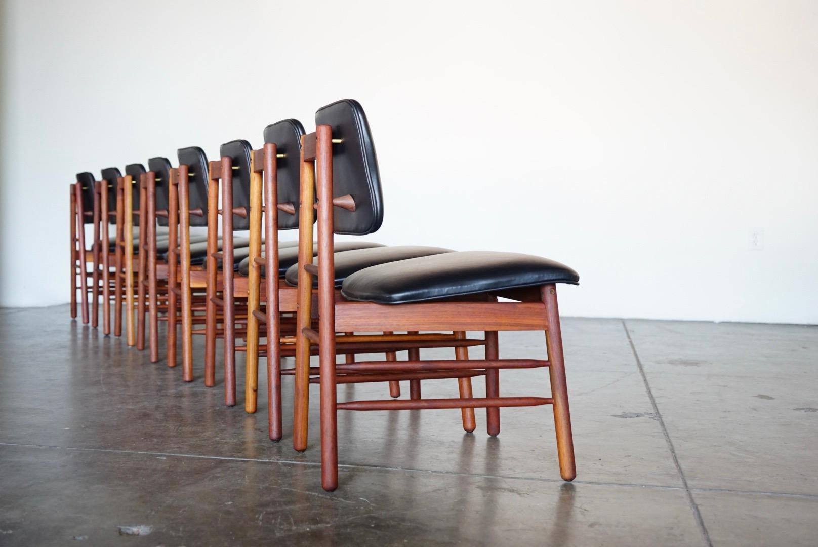 Set of Eight Leather Model 6260 Chairs by Greta Grossman for Glenn of California 8
