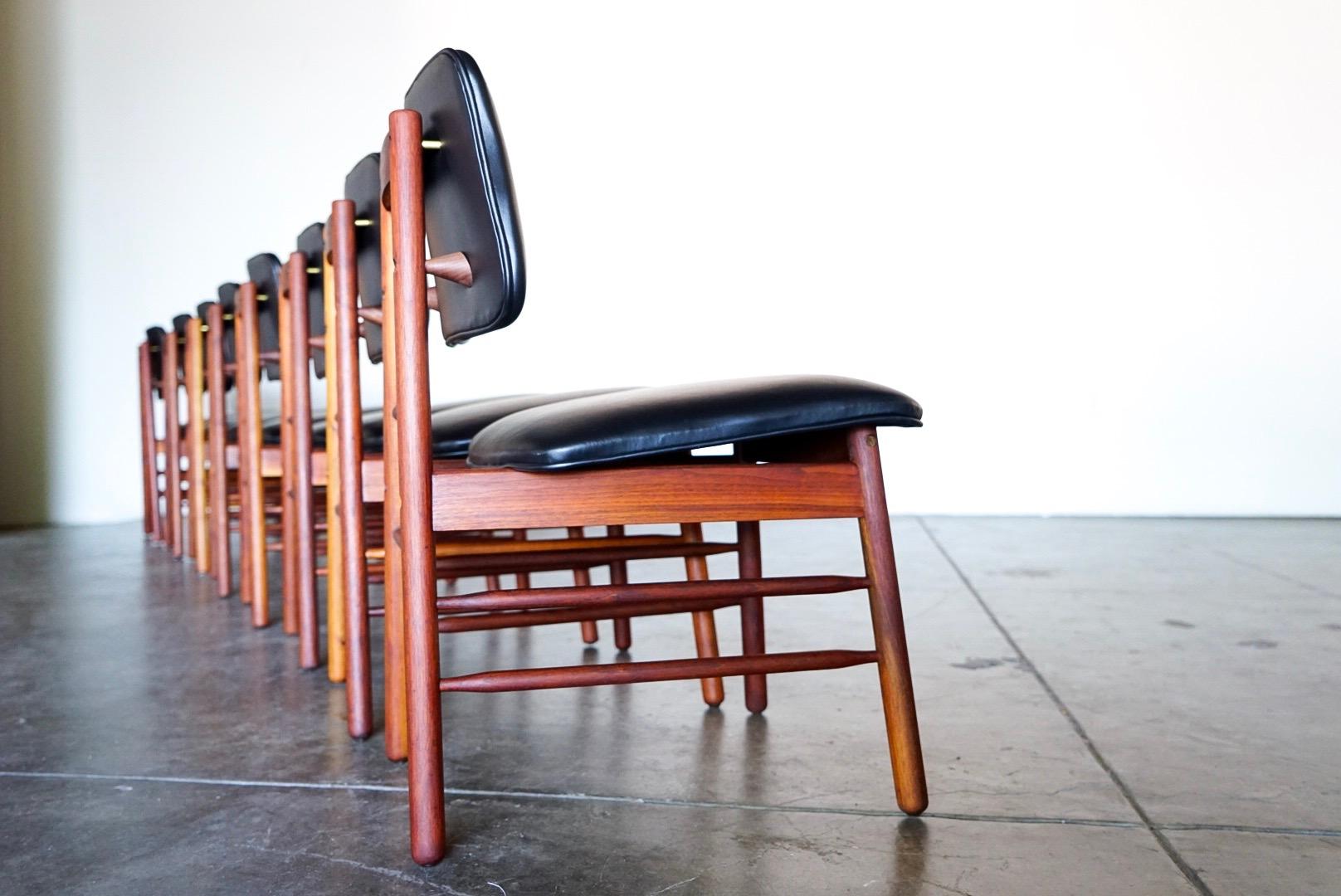 American Set of Eight Leather Model 6260 Chairs by Greta Grossman for Glenn of California