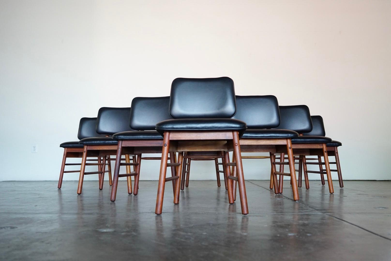 Set of Eight Leather Model 6260 Chairs by Greta Grossman for Glenn of California 1