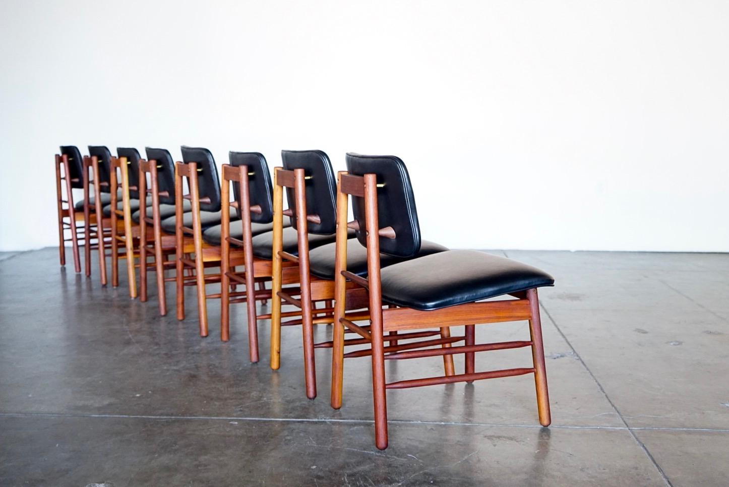 Set of Eight Leather Model 6260 Chairs by Greta Grossman for Glenn of California 2