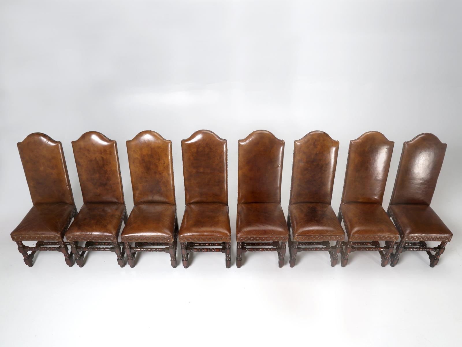 Set of Eight Leather Side Chairs 1