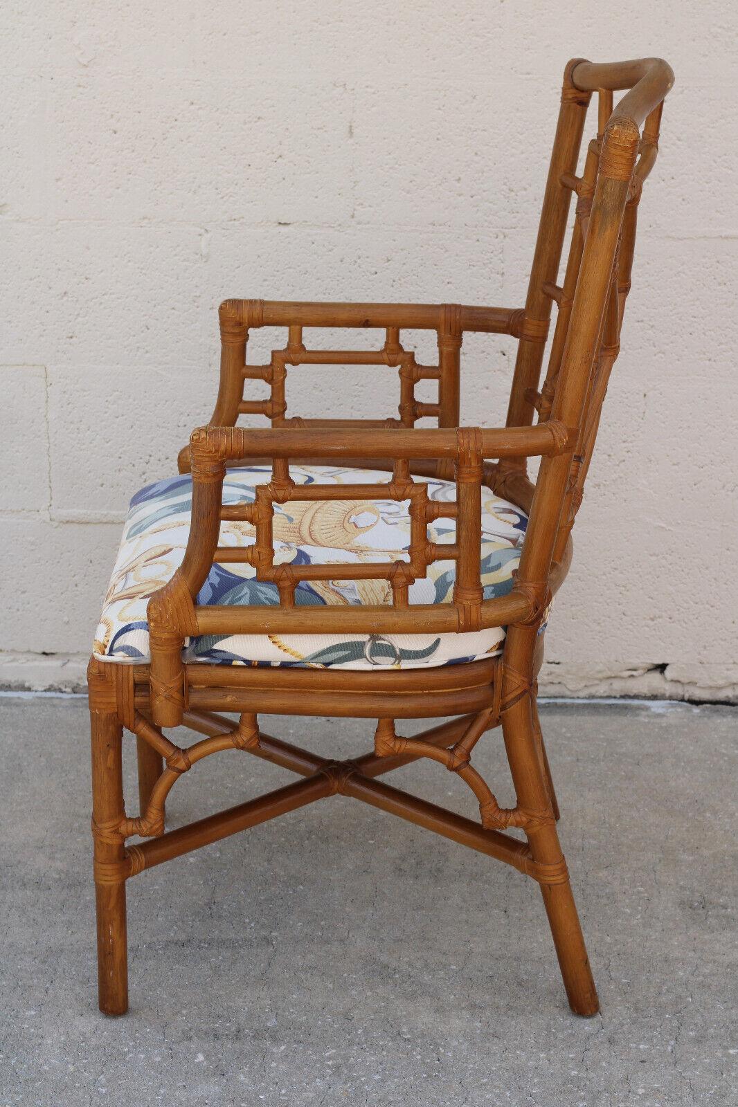 20th Century Set of Eight Lexington Chinese Chippendale Rattan Dining Armchairs For Sale