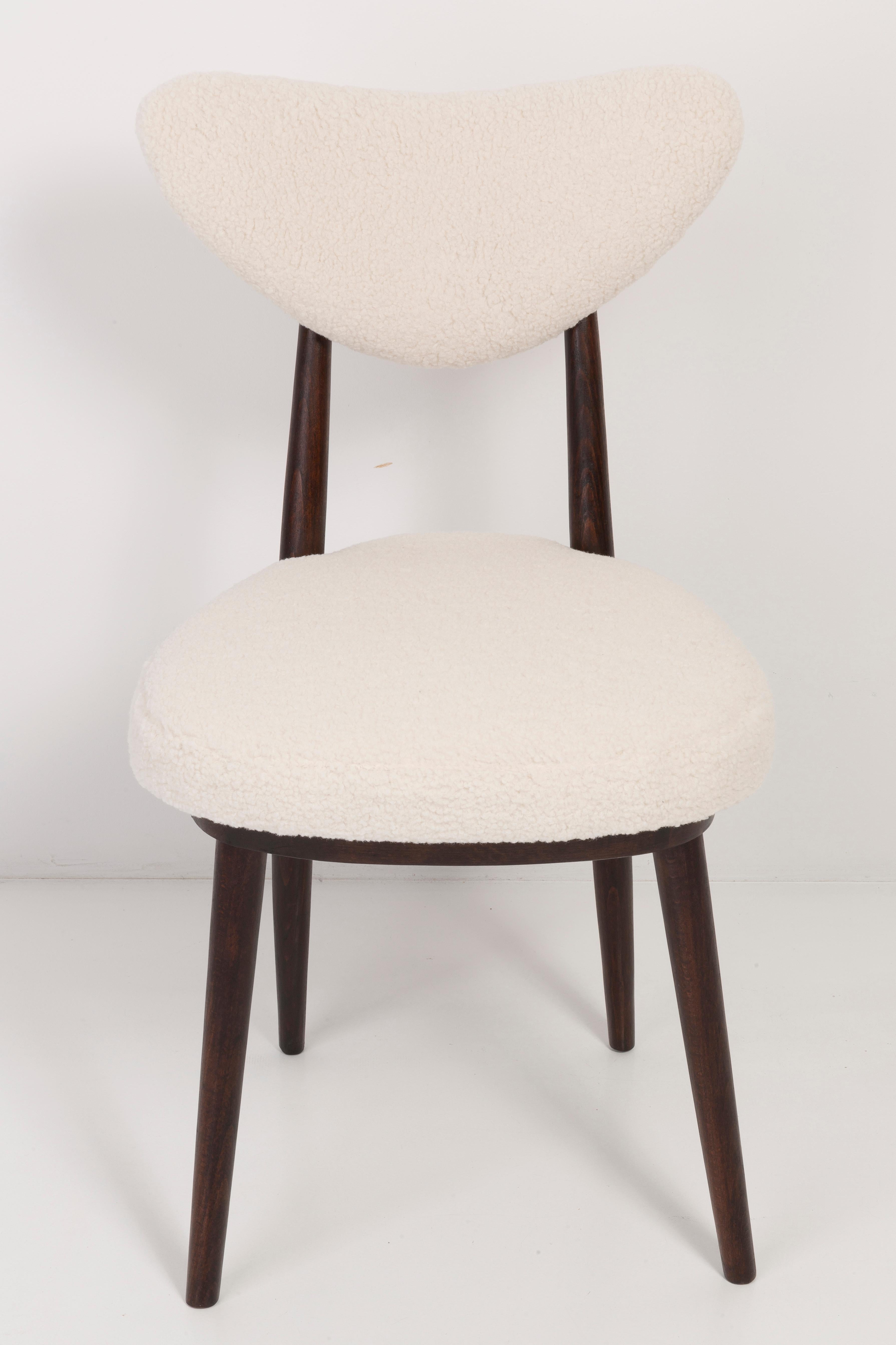 20th Century Set of Eight Light Boucle Heart Chairs, Europe, 1960s For Sale