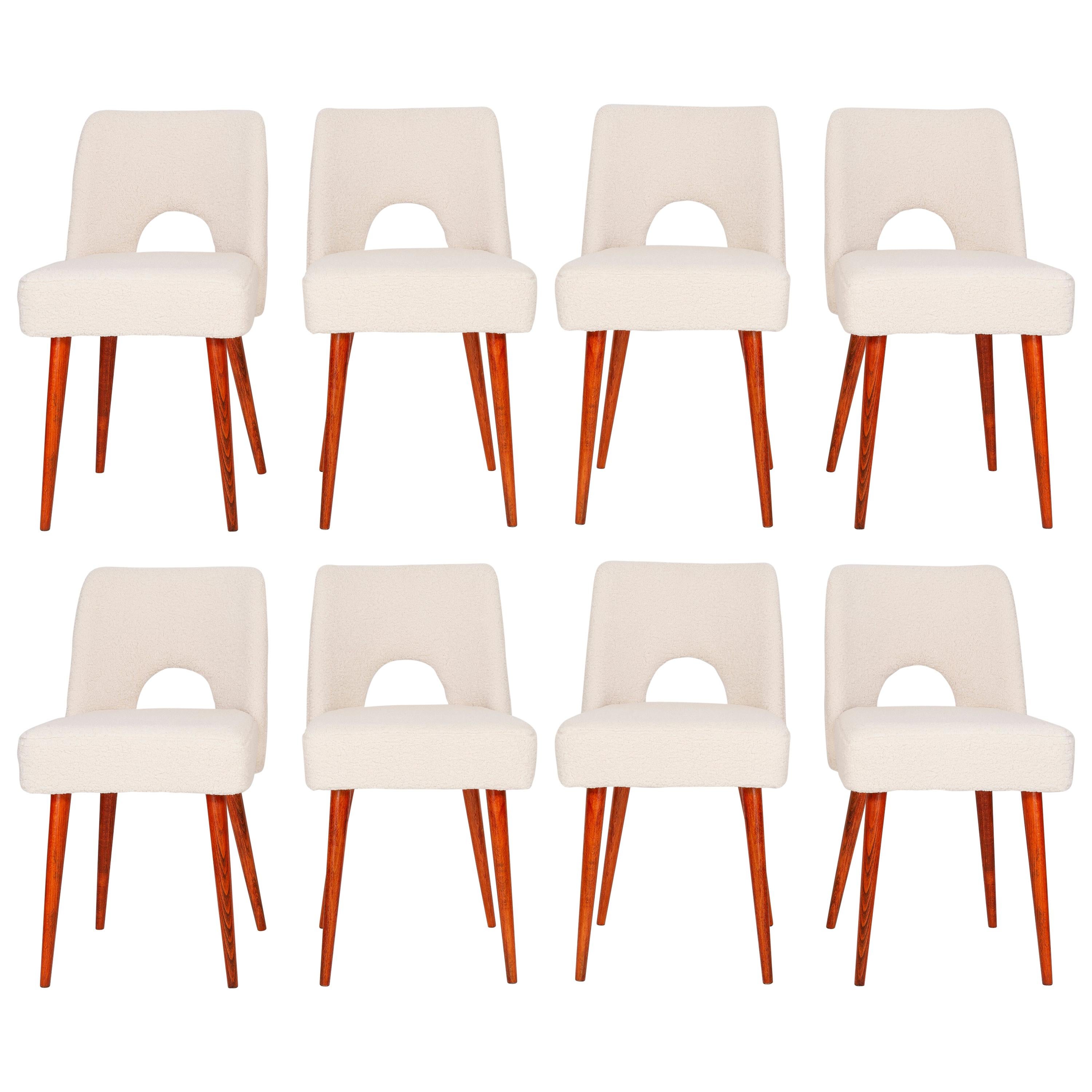Set of Eight-Light Crème Boucle 'Shell' Chairs, 1960s