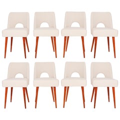 Vintage Set of Eight-Light Crème Boucle 'Shell' Chairs, 1960s