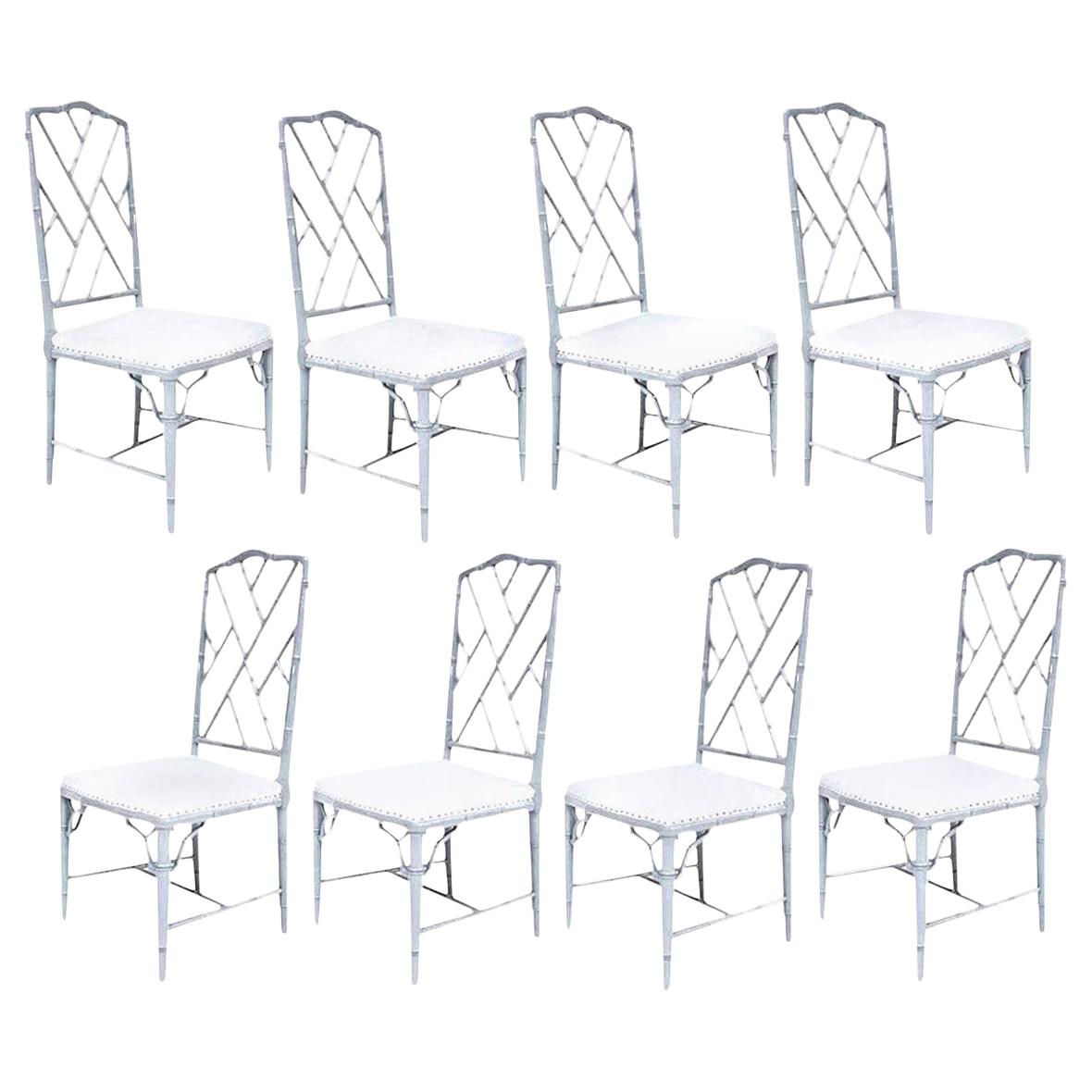 Set of Eight-Light Gray Lacquered Dining Chairs 10