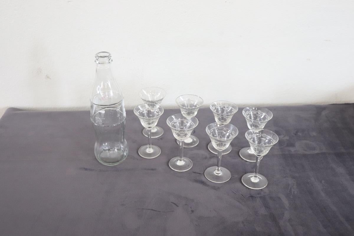 Set of Eight Liqueur Crystal Glasses with Refined Decoration For Sale 1