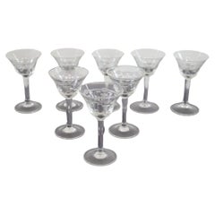 Vintage Set of Eight Liqueur Crystal Glasses with Refined Decoration