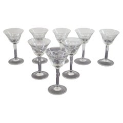 Set di otto bicchieri da liquore in cristallo con decorazioni raffinate