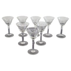 Set of Eight Liqueur Crystal Glasses with Refined Decoration