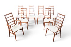 Set of Eight 'Lis' Highback Dining Chairs in Teak