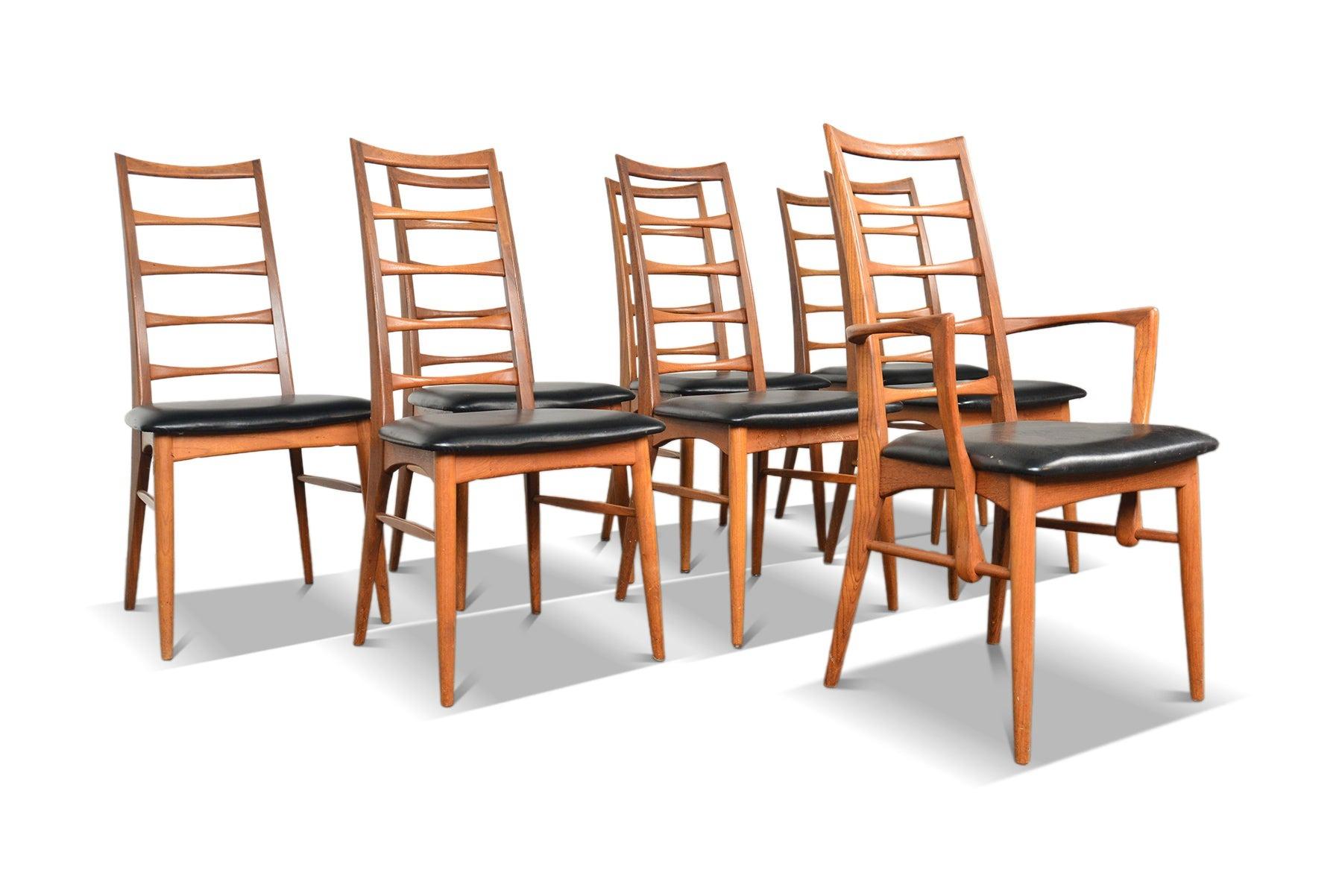 Danish Set of Eight 'Lis' Highback Dining Chairs in Teak For Sale