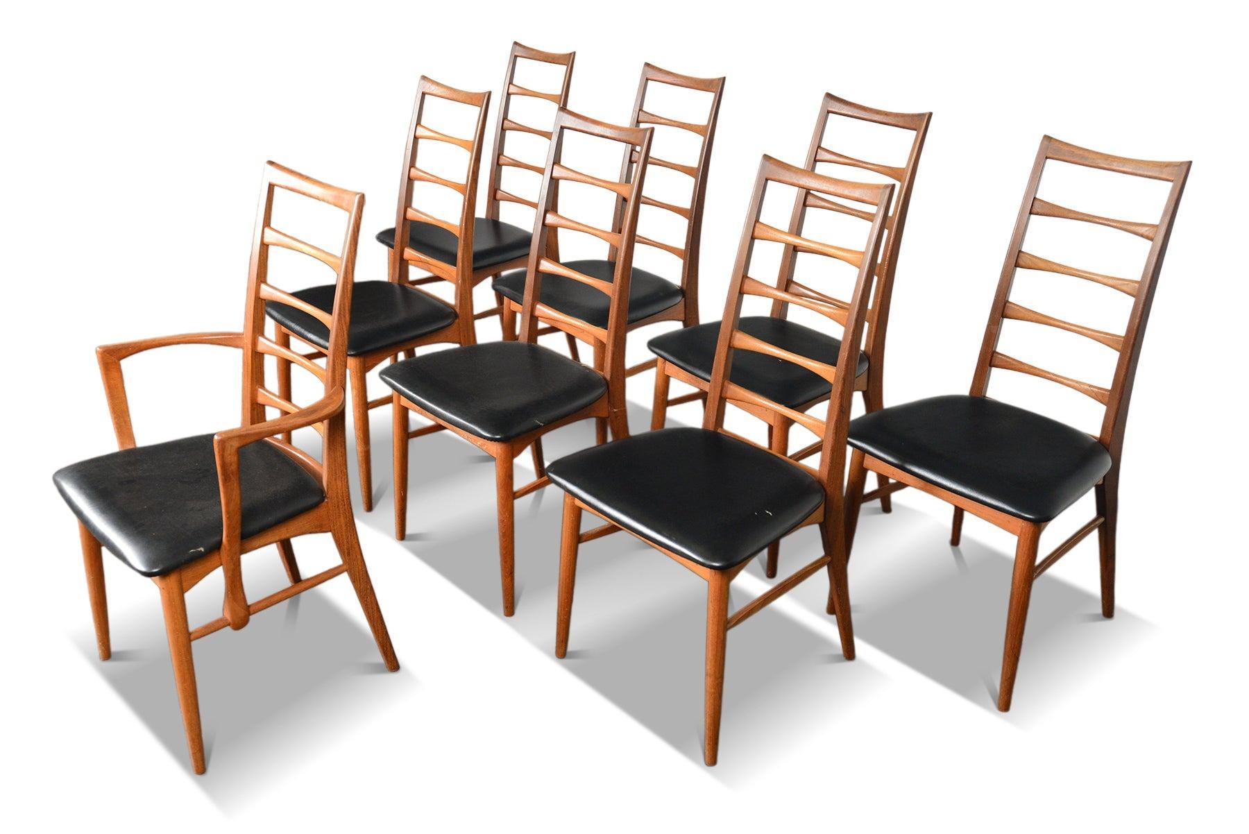 Set of Eight 'Lis' Highback Dining Chairs in Teak In Good Condition For Sale In Berkeley, CA