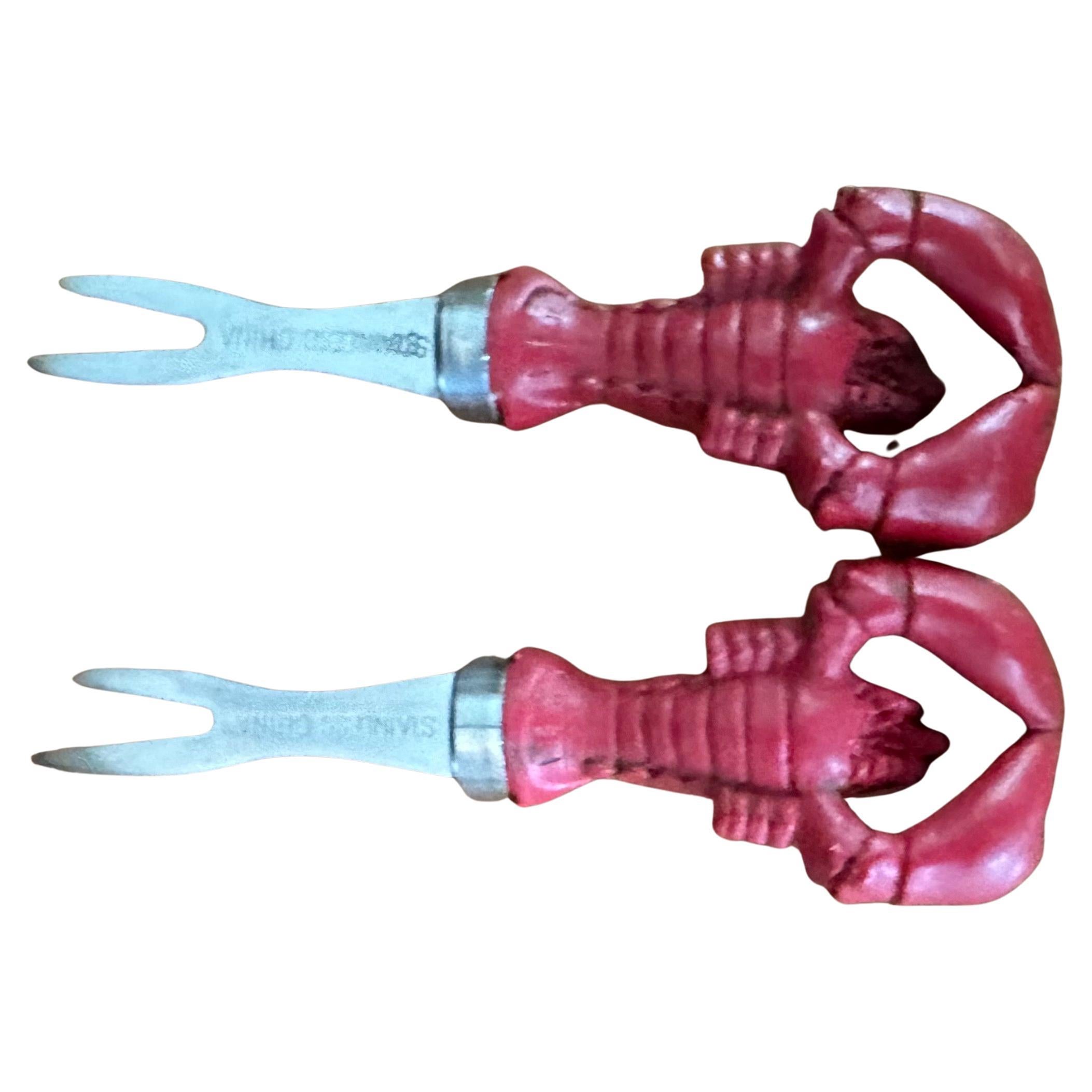 Americano Set di otto forchette per aragosta / conchiglia di pesce in vendita