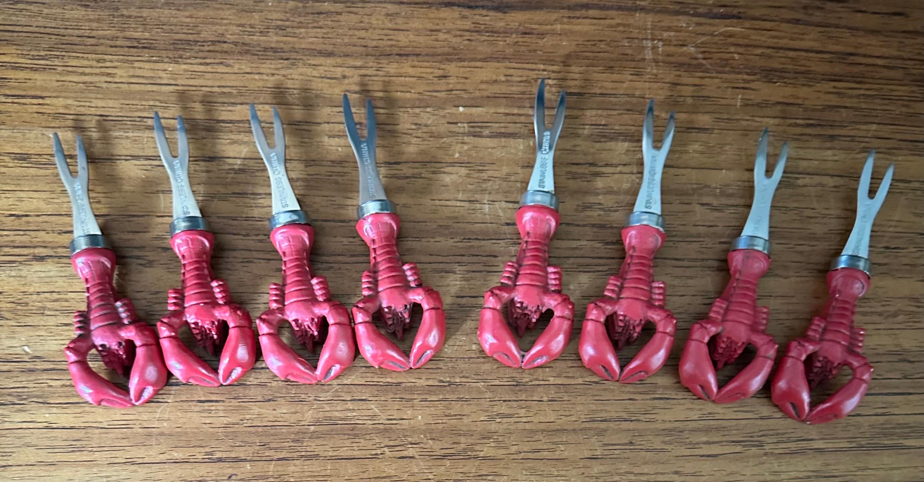 XX secolo Set di otto forchette per aragosta / conchiglia di pesce in vendita