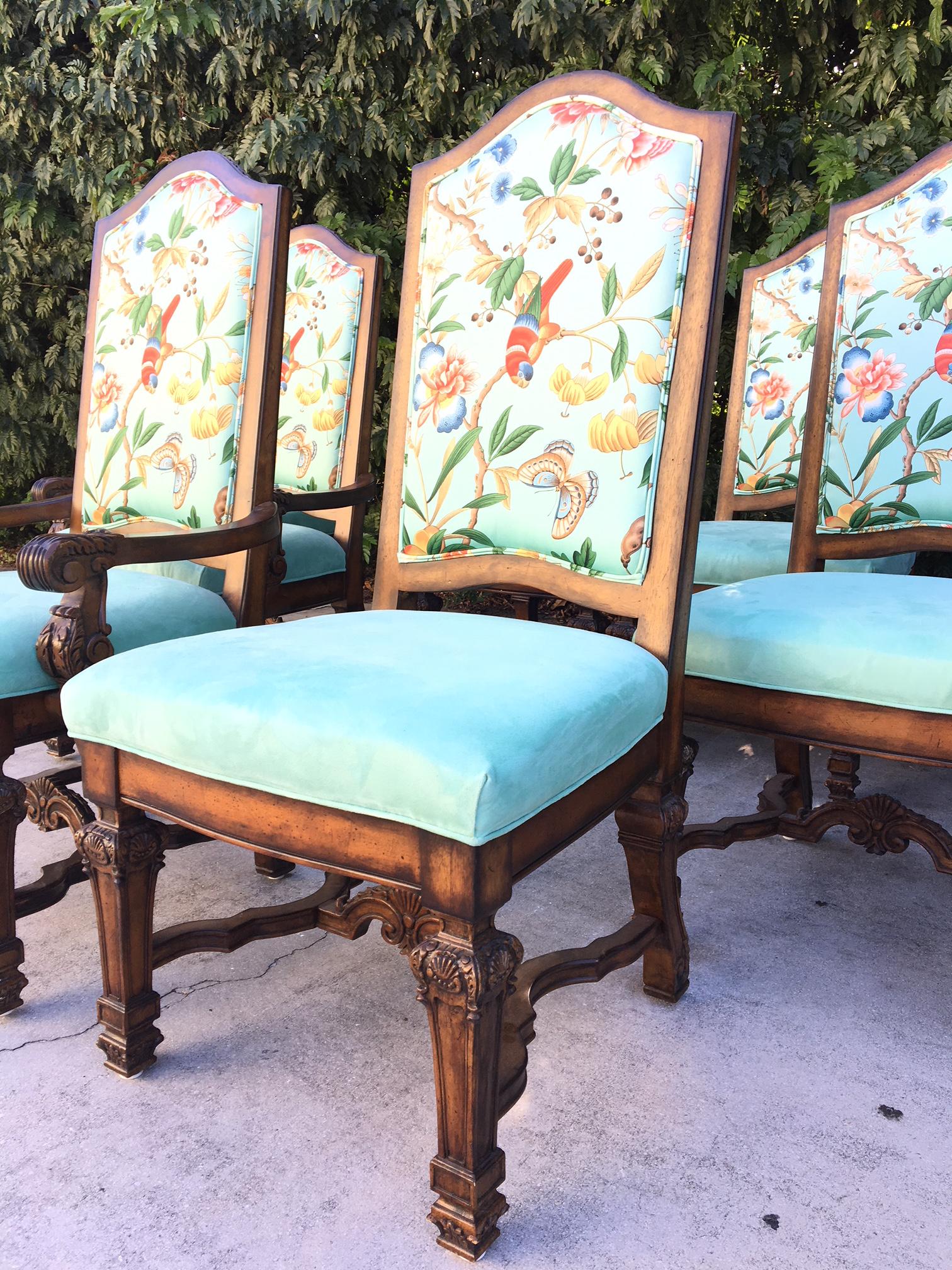 Set of Eight Louis XIV Style Chinoiserie Dining Chairs In Excellent Condition In Jacksonville, FL