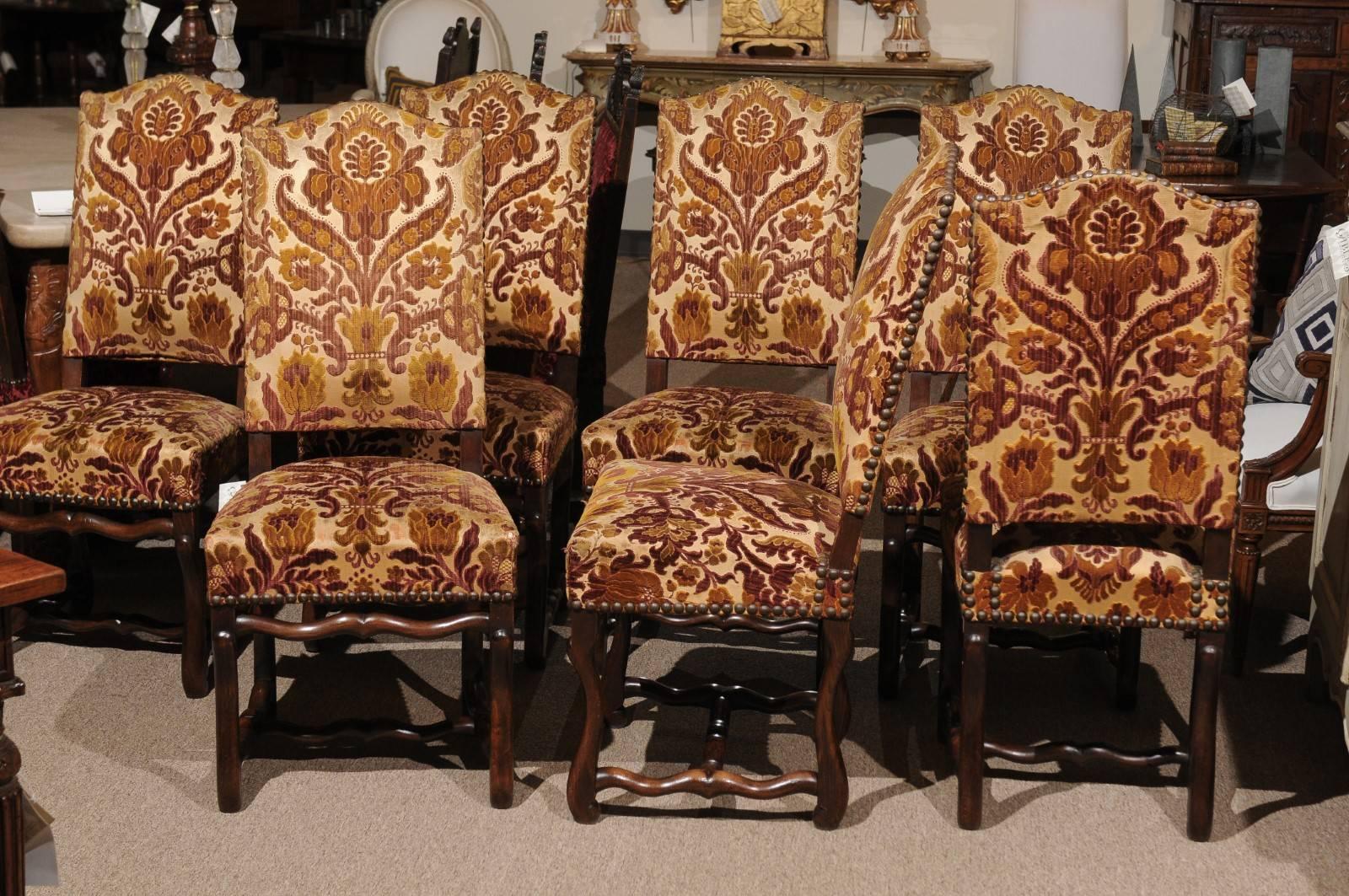 Set of Eight Louis XIII Style Chairs from France For Sale 1