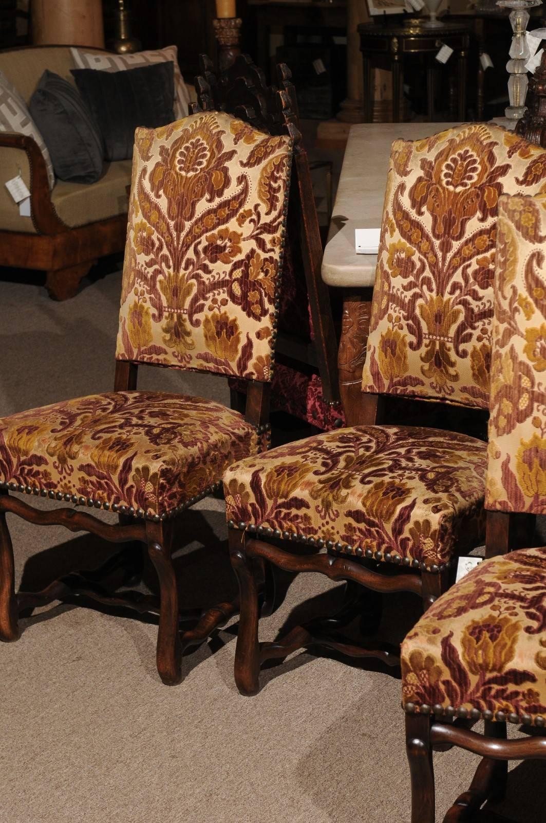 Set of Eight Louis XIII Style Chairs from France For Sale 3