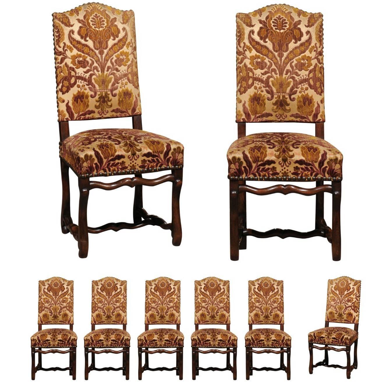 Set of Eight Louis XIII Style Chairs from France For Sale