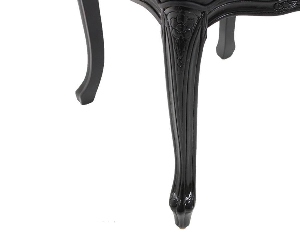 Set of Eight Louis XV Black Lacquered Leather Dining Chairs 1