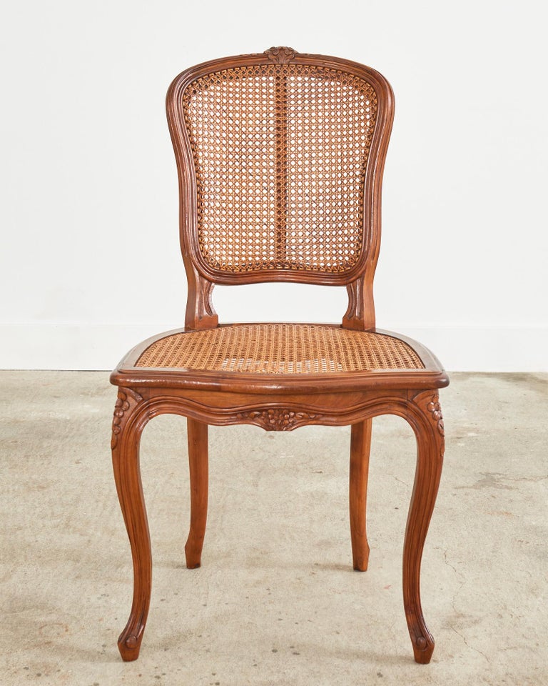 Set of Eight Louis XV Style Caned Walnut Dining Chairs For Sale at 1stDibs