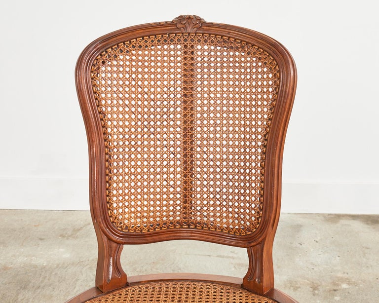 Set of Eight Louis XV Style Caned Walnut Dining Chairs For Sale at 1stDibs
