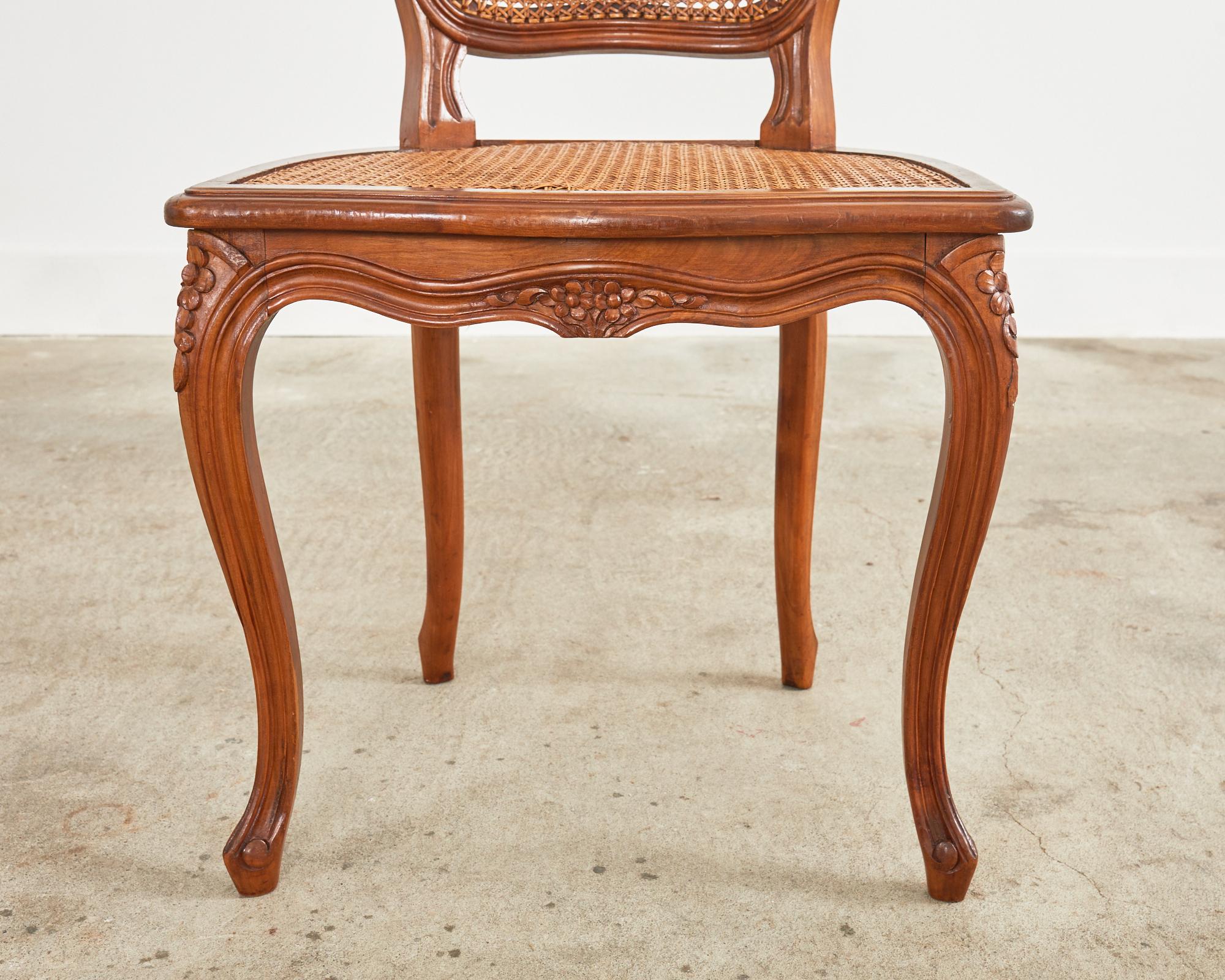 Set of Eight Louis XV Style Caned Walnut Dining Chairs For Sale 9