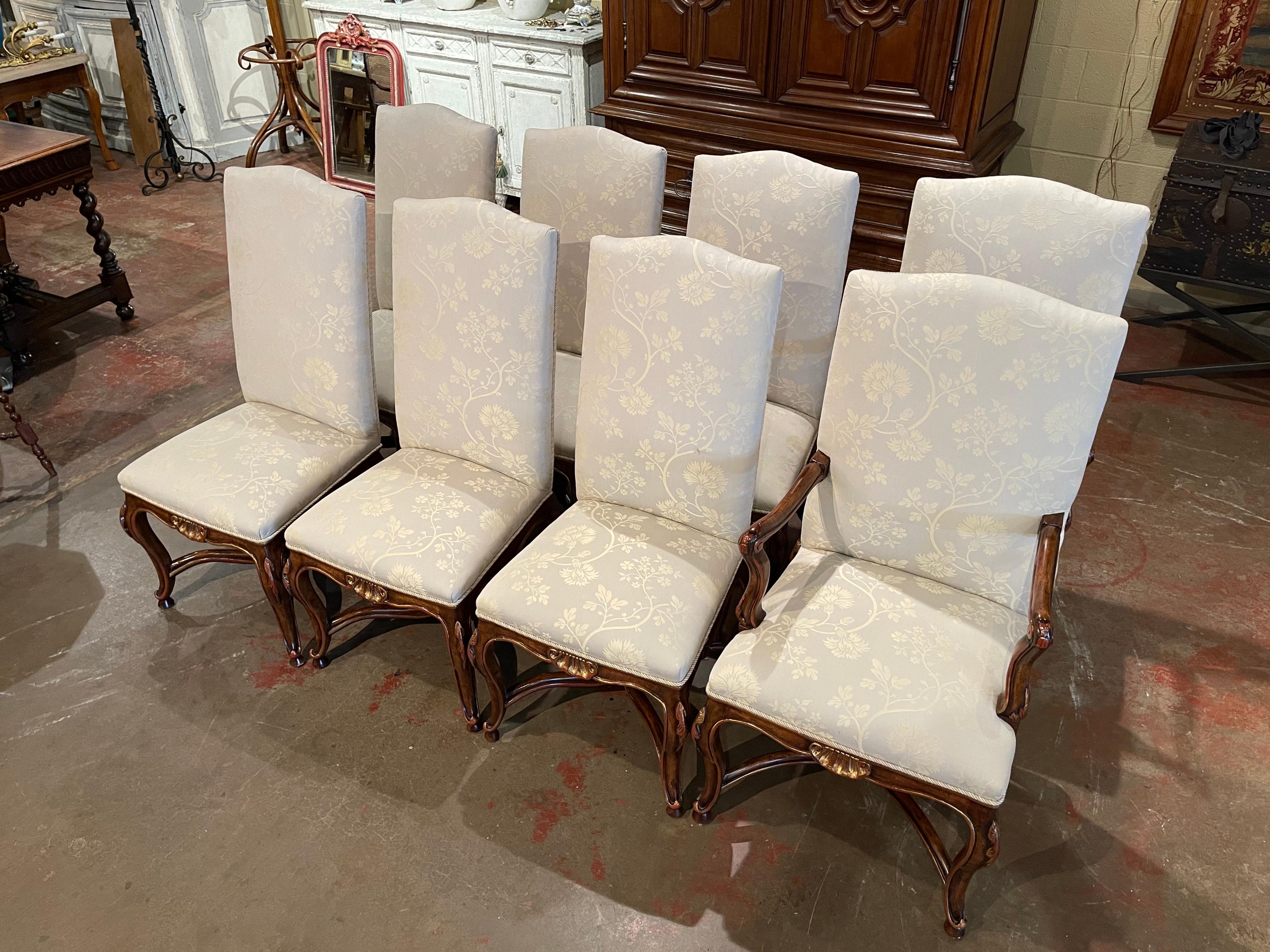 Set of Eight Louis XV Style Carved Walnut Dining Chairs from Minton-Spidell 5