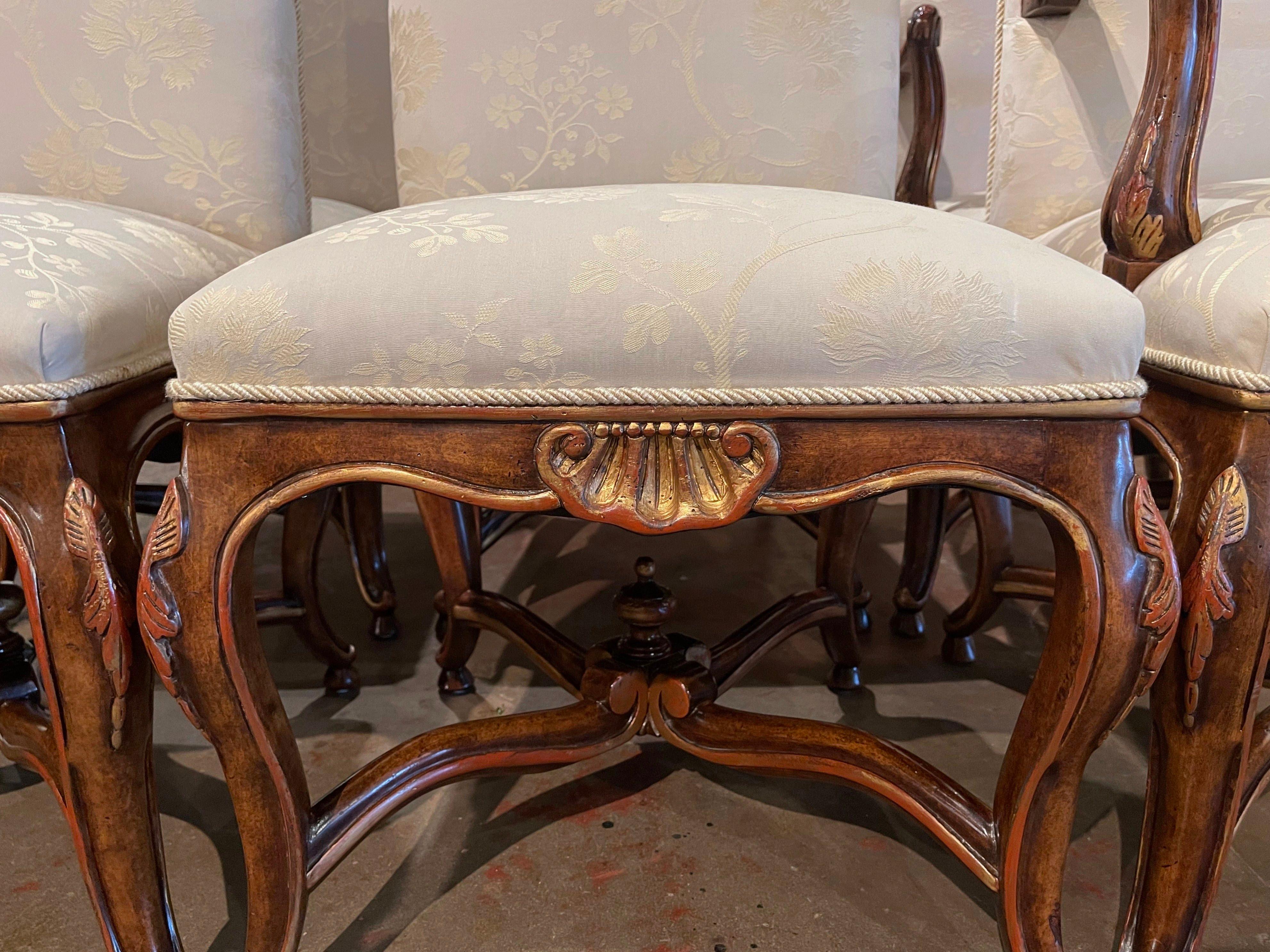 Set of Eight Louis XV Style Carved Walnut Dining Chairs from Minton-Spidell 6