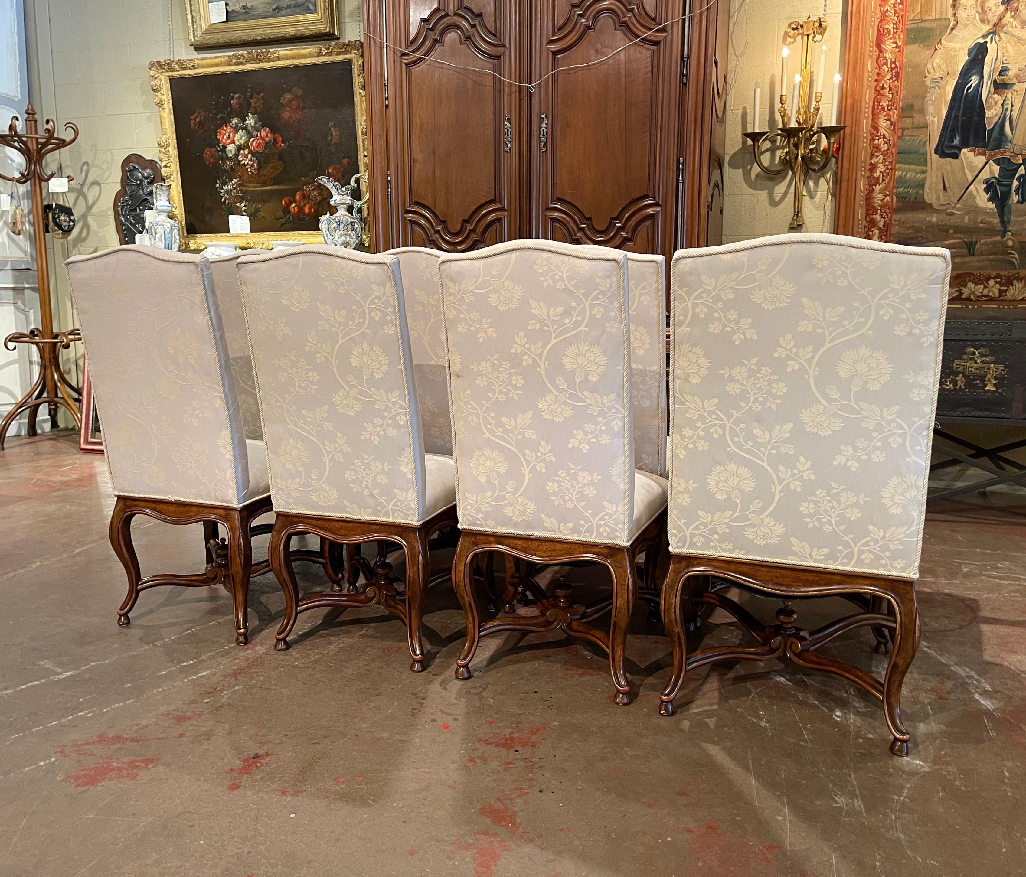 Set of Eight Louis XV Style Carved Walnut Dining Chairs from Minton-Spidell 8
