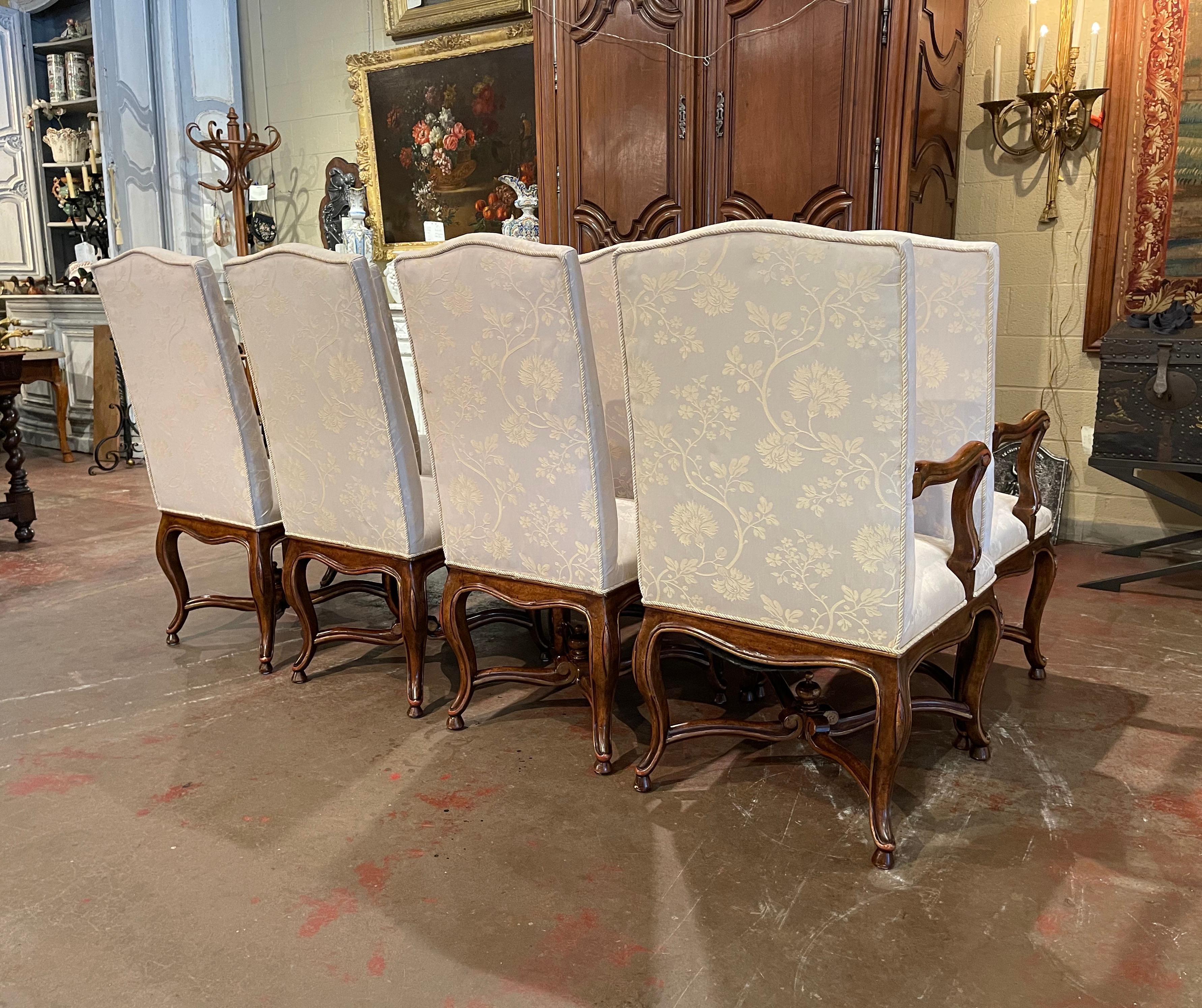 Set of Eight Louis XV Style Carved Walnut Dining Chairs from Minton-Spidell 9