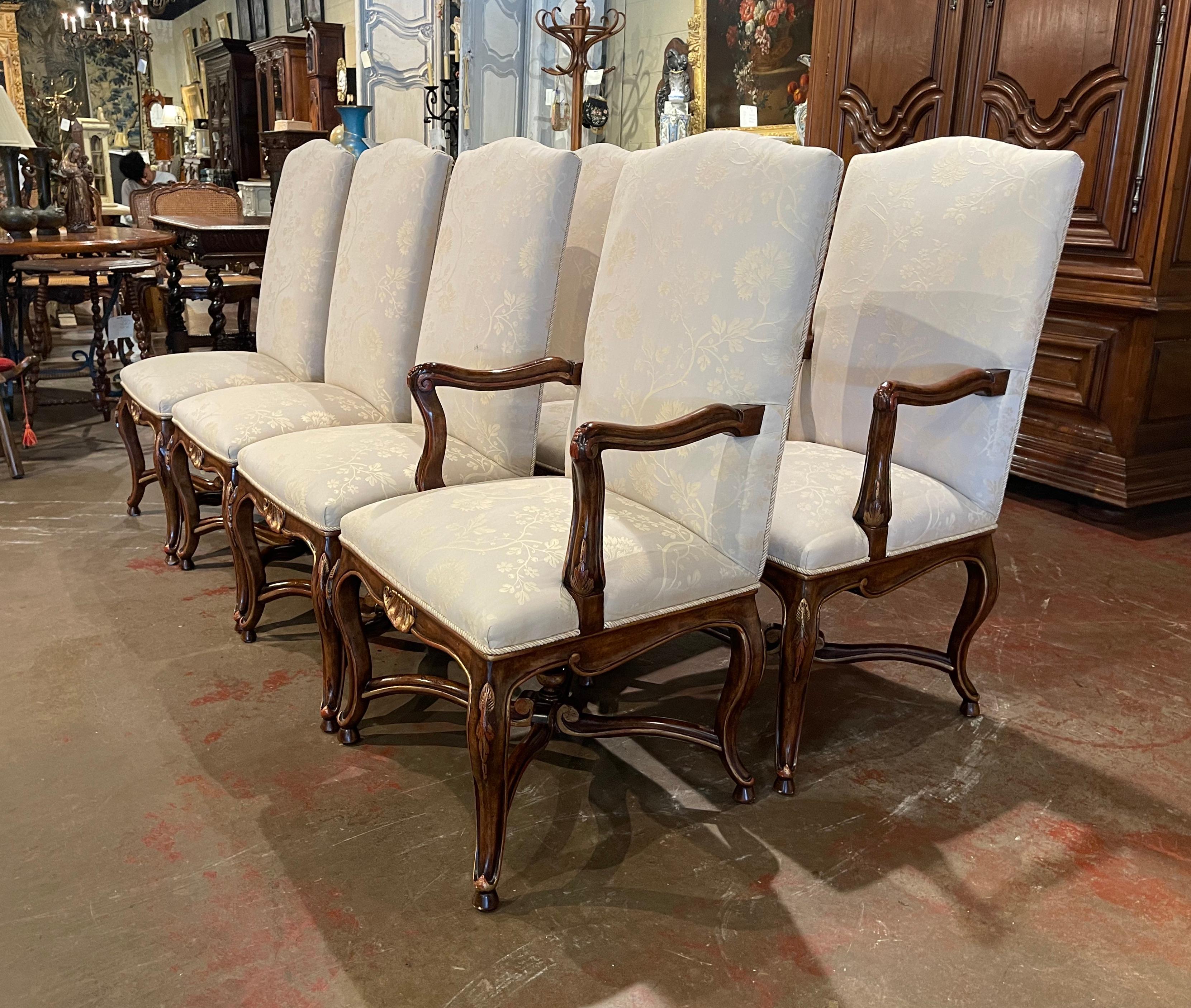 Contemporary Set of Eight Louis XV Style Carved Walnut Dining Chairs from Minton-Spidell