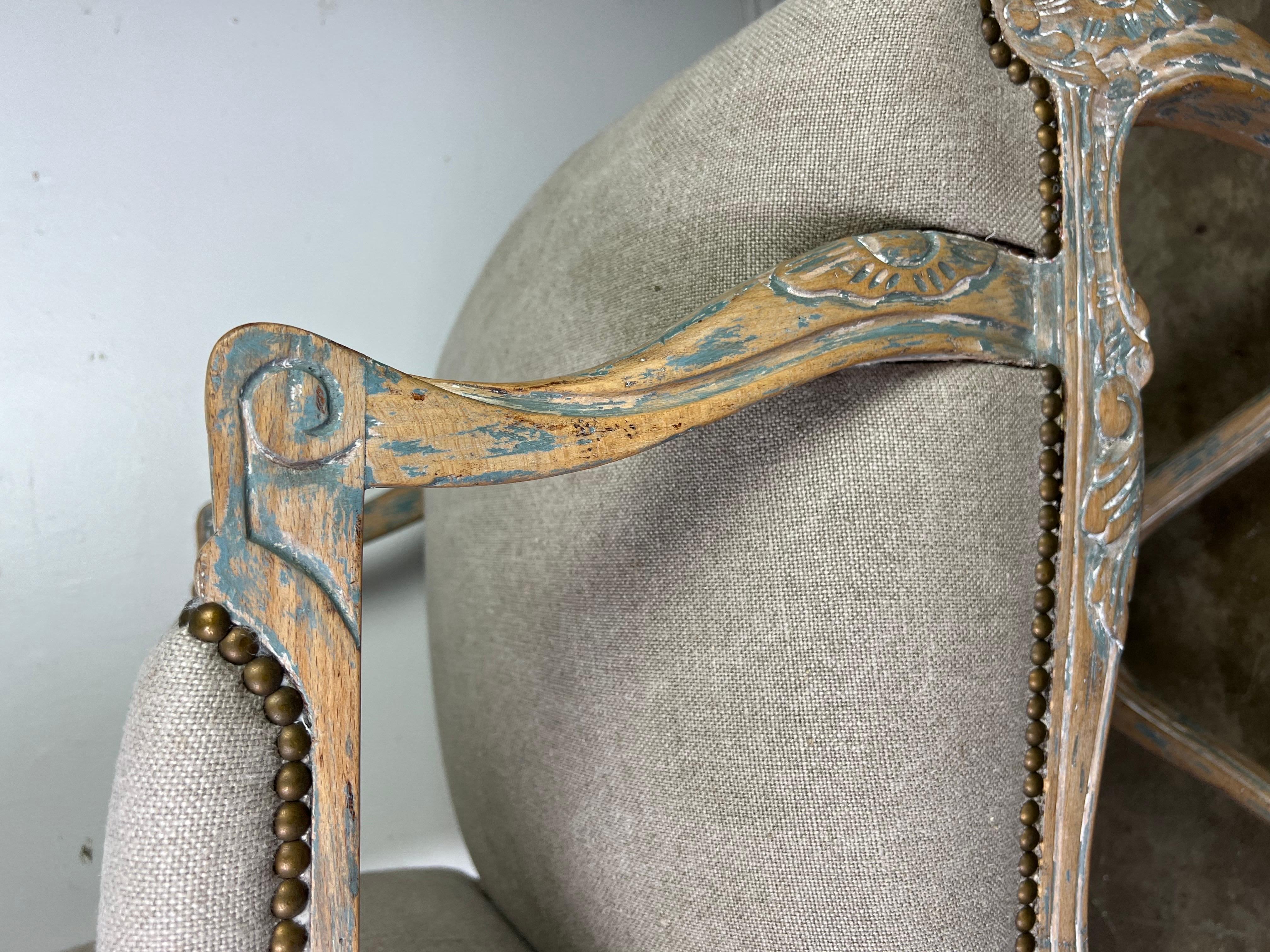 Set of Eight Louis XV Style Painted Dining Chairs C. 1930's For Sale 7