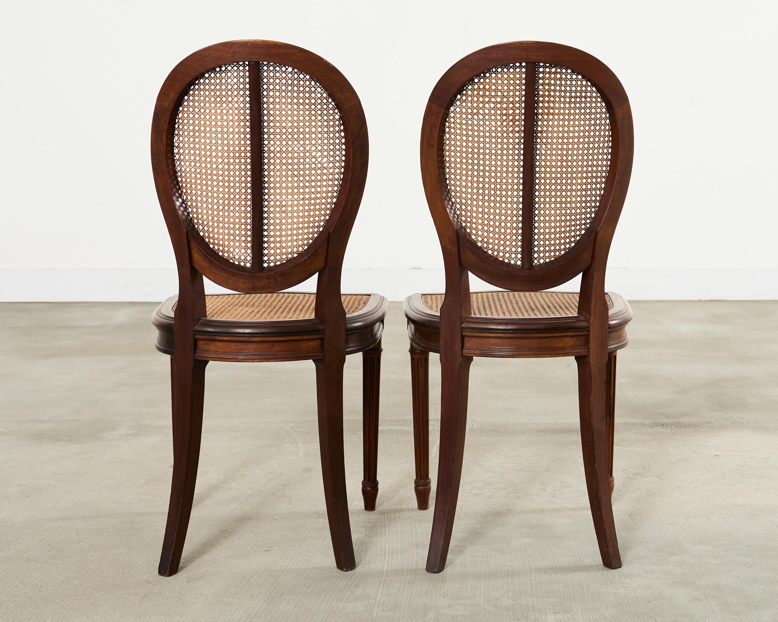 Set of Eight Louis XVI Style Bronze Ormolu Caned Dining Chairs en vente 5