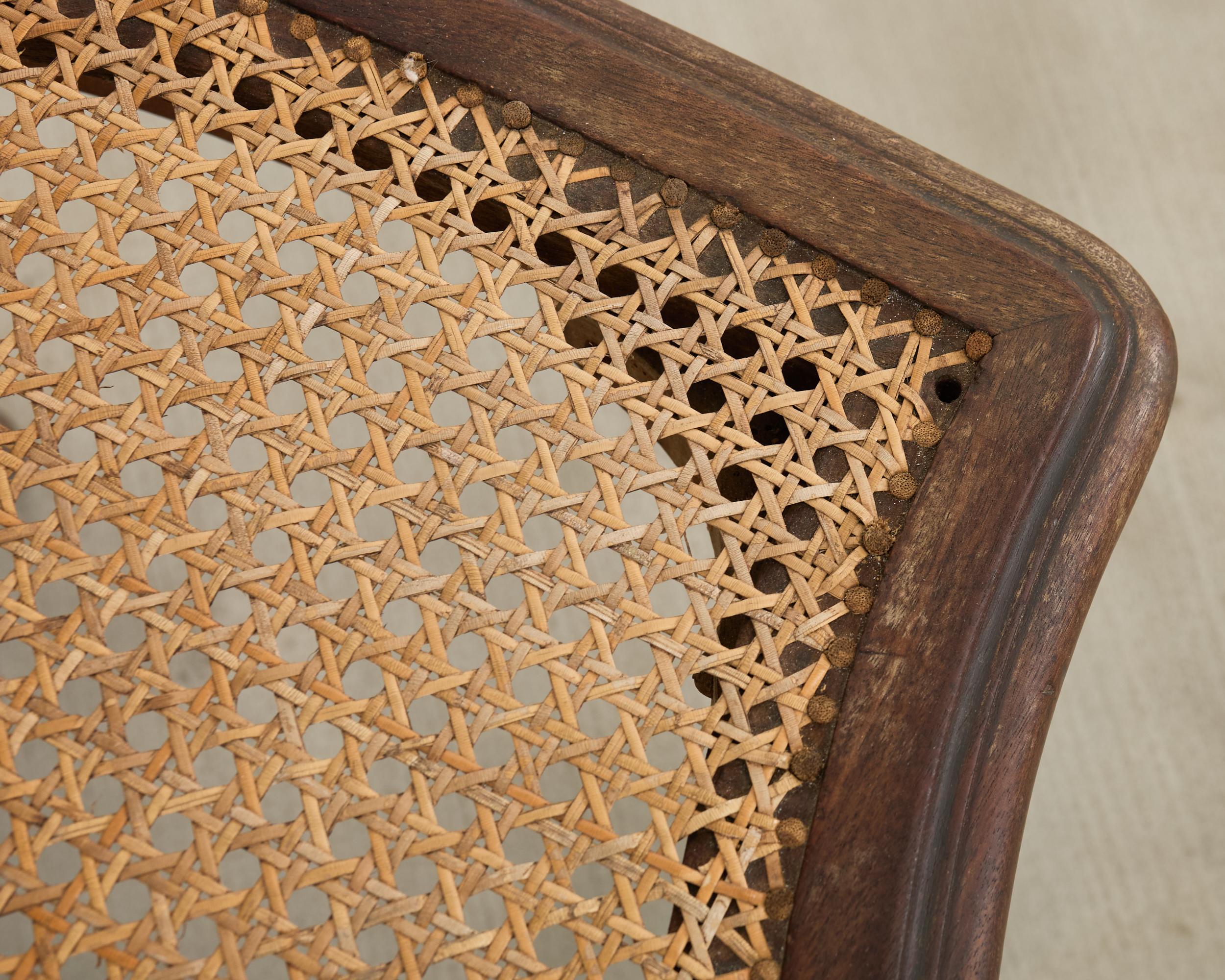 Set of Eight Louis XVI Style Bronze Ormolu Caned Dining Chairs en vente 6