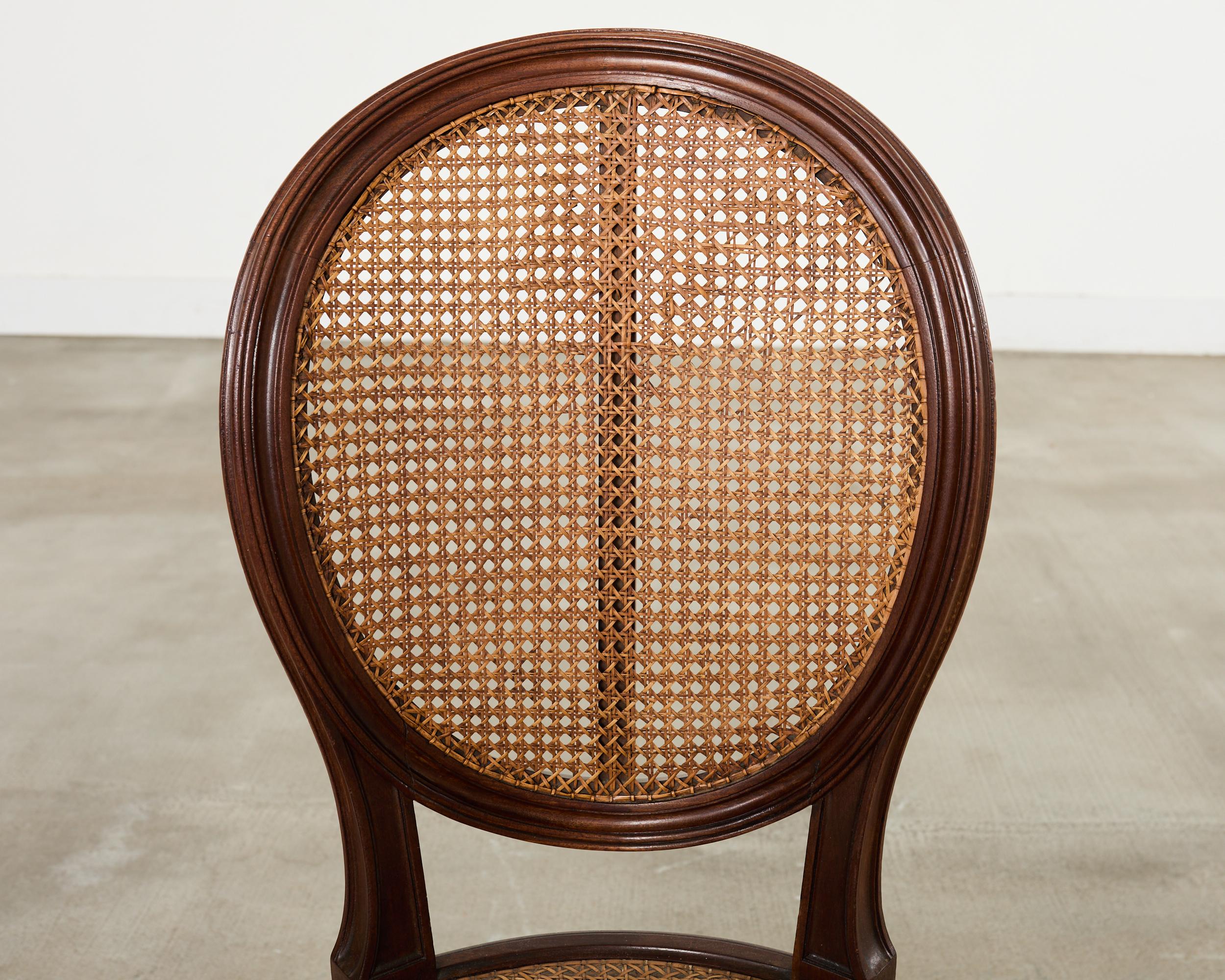 Set of Eight Louis XVI Style Bronze Ormolu Caned Dining Chairs en vente 10