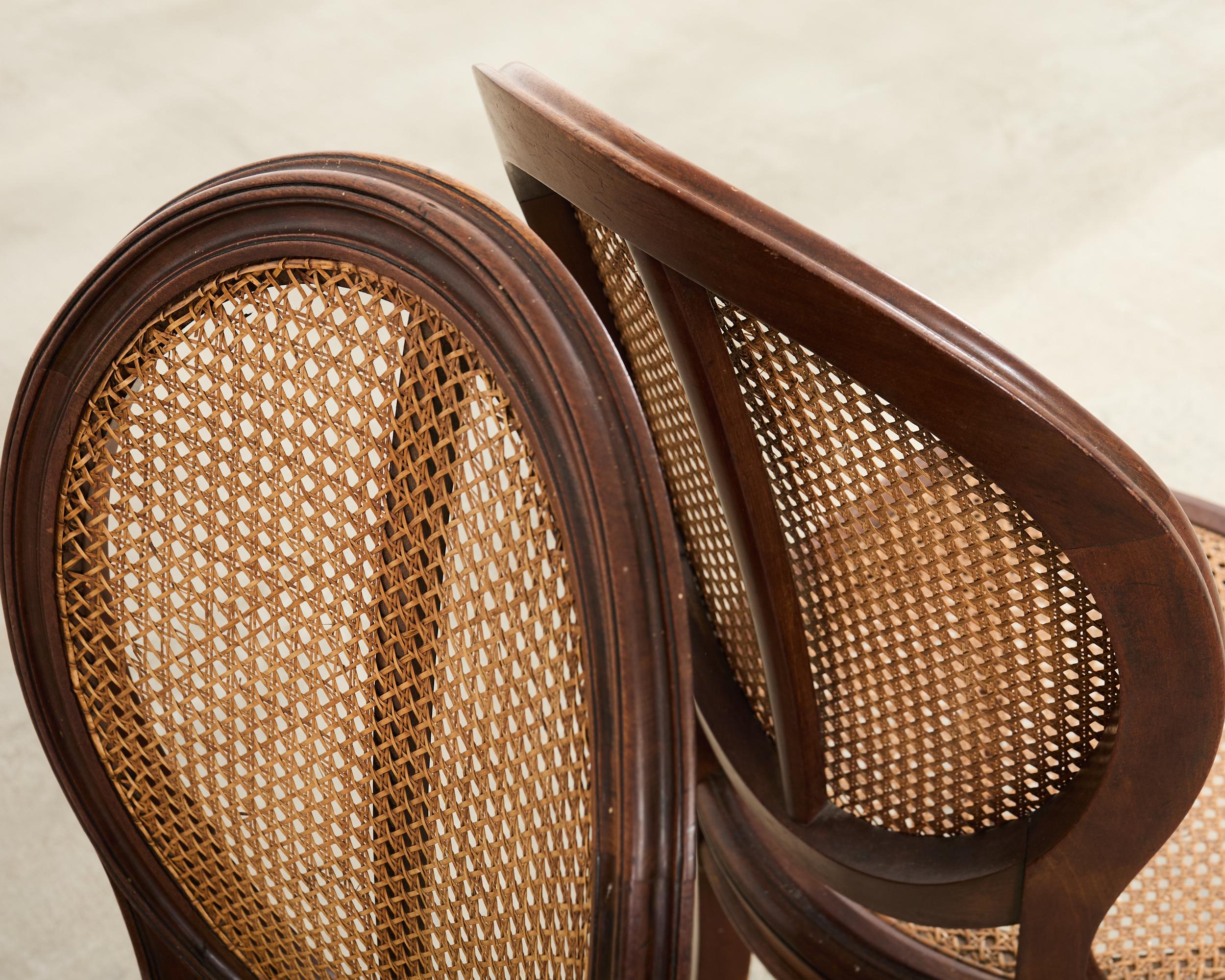 Set of Eight Louis XVI Style Bronze Ormolu Caned Dining Chairs en vente 3