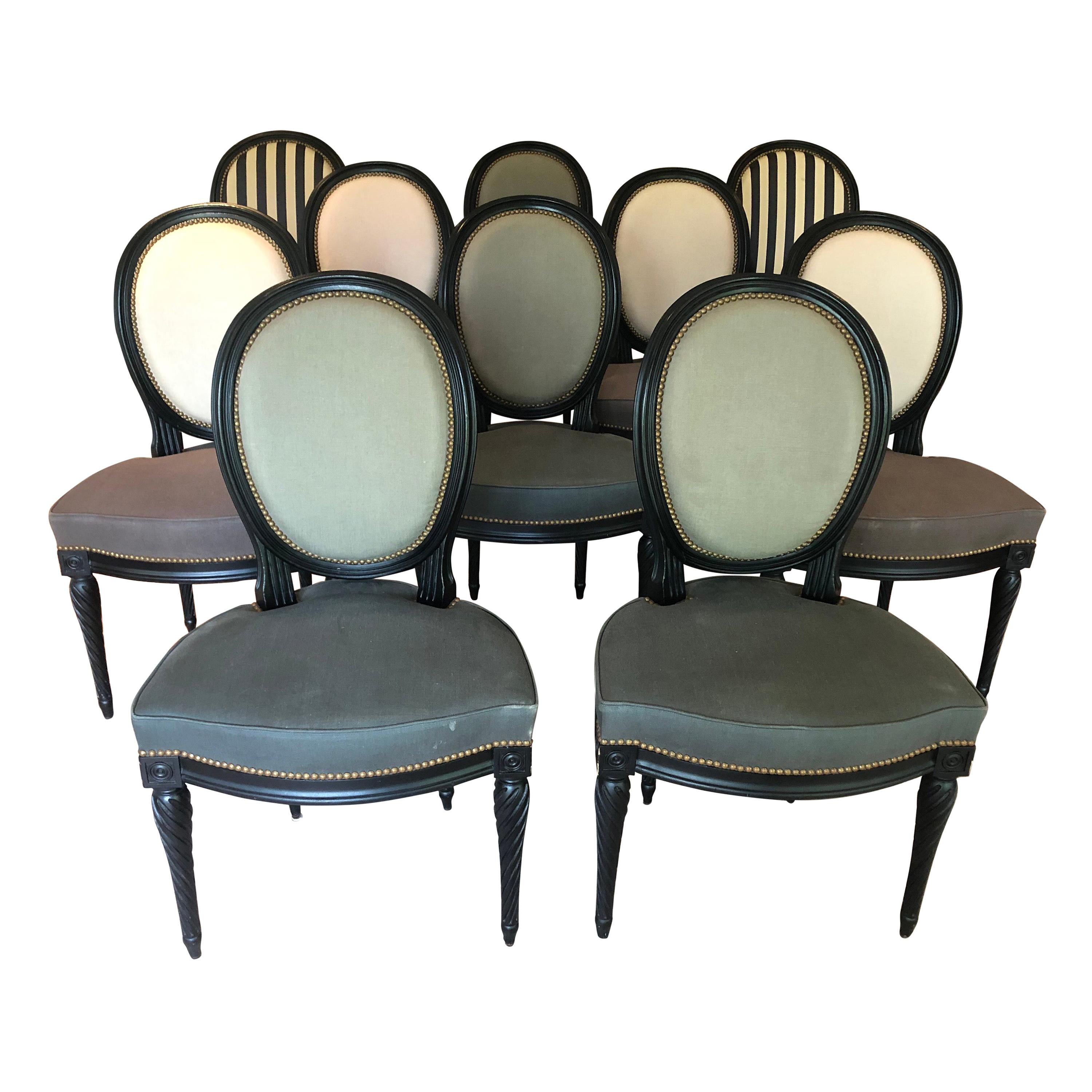 Set of Eight Louis XVI Style Dining Chairs