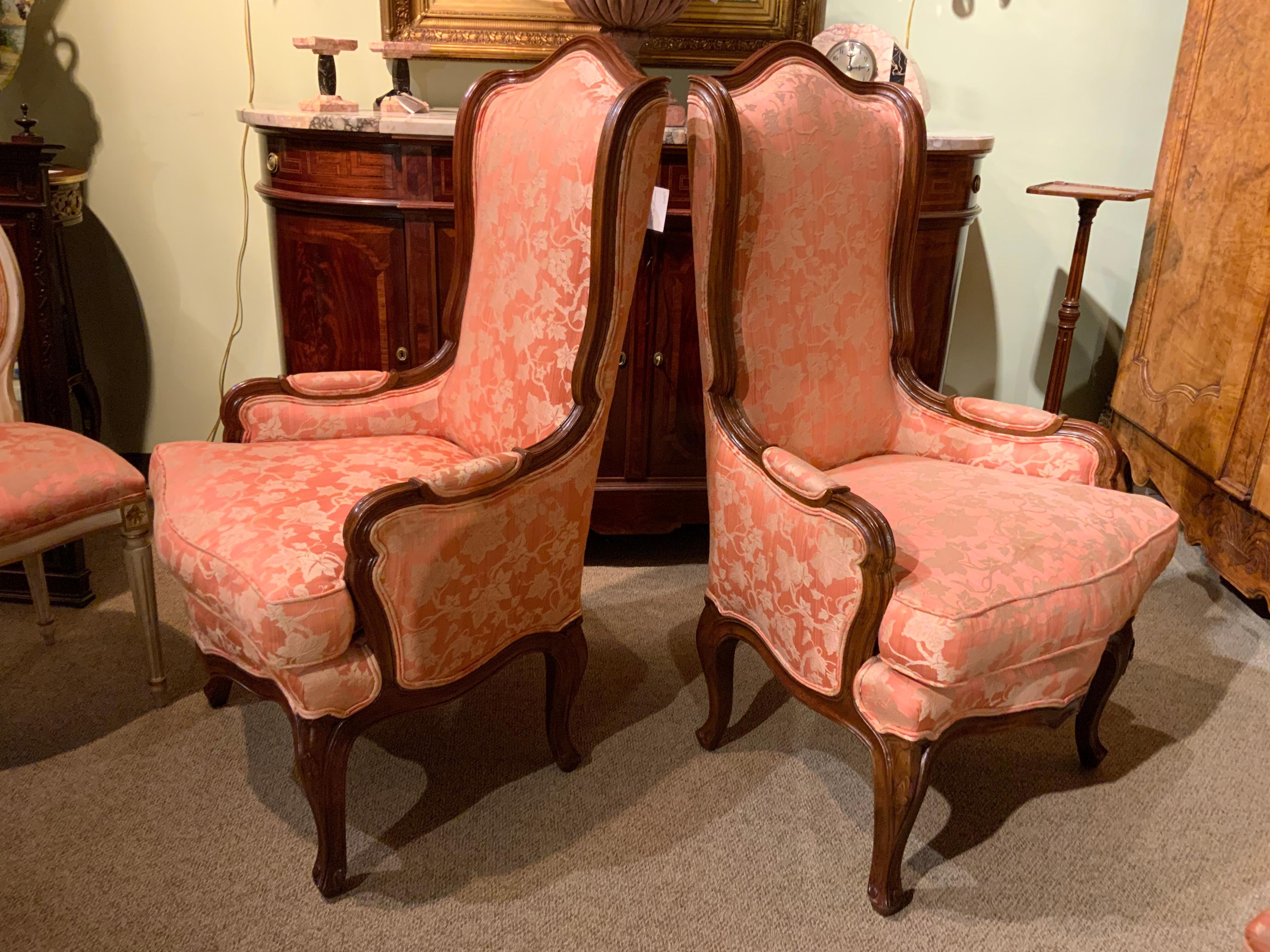 Hardwood Set of Eight Louis XVI-Style Dining Chairs in Painted Finish with Host Chairs